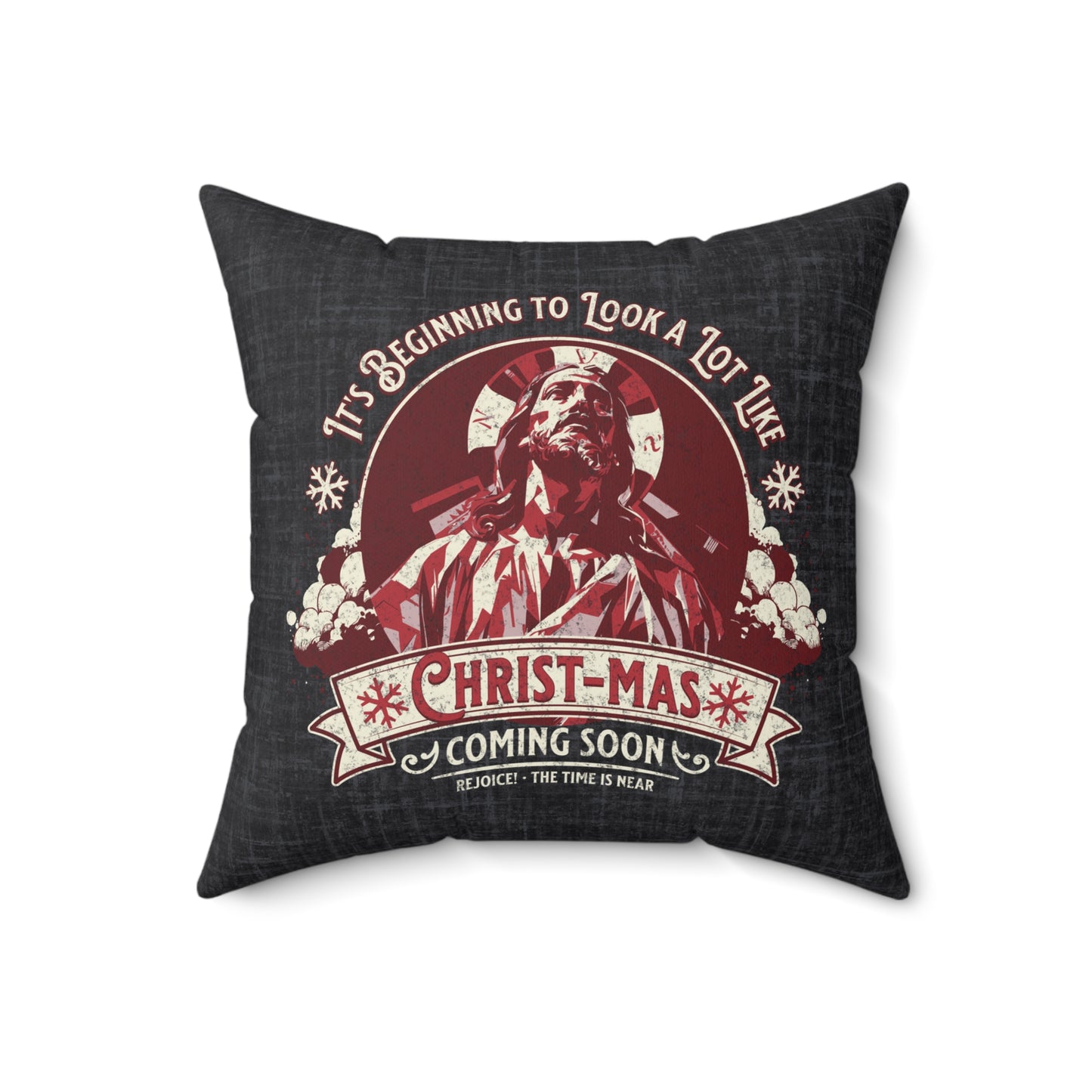 It's Beginning to Look A Lot like Christ-mas Pillow, Spun Polyester Square, Humorous Christian Throw Pillow, Christian Home Décor Gifts, Faith Based Décor, Bible Verse Décor, Gift for Church Member