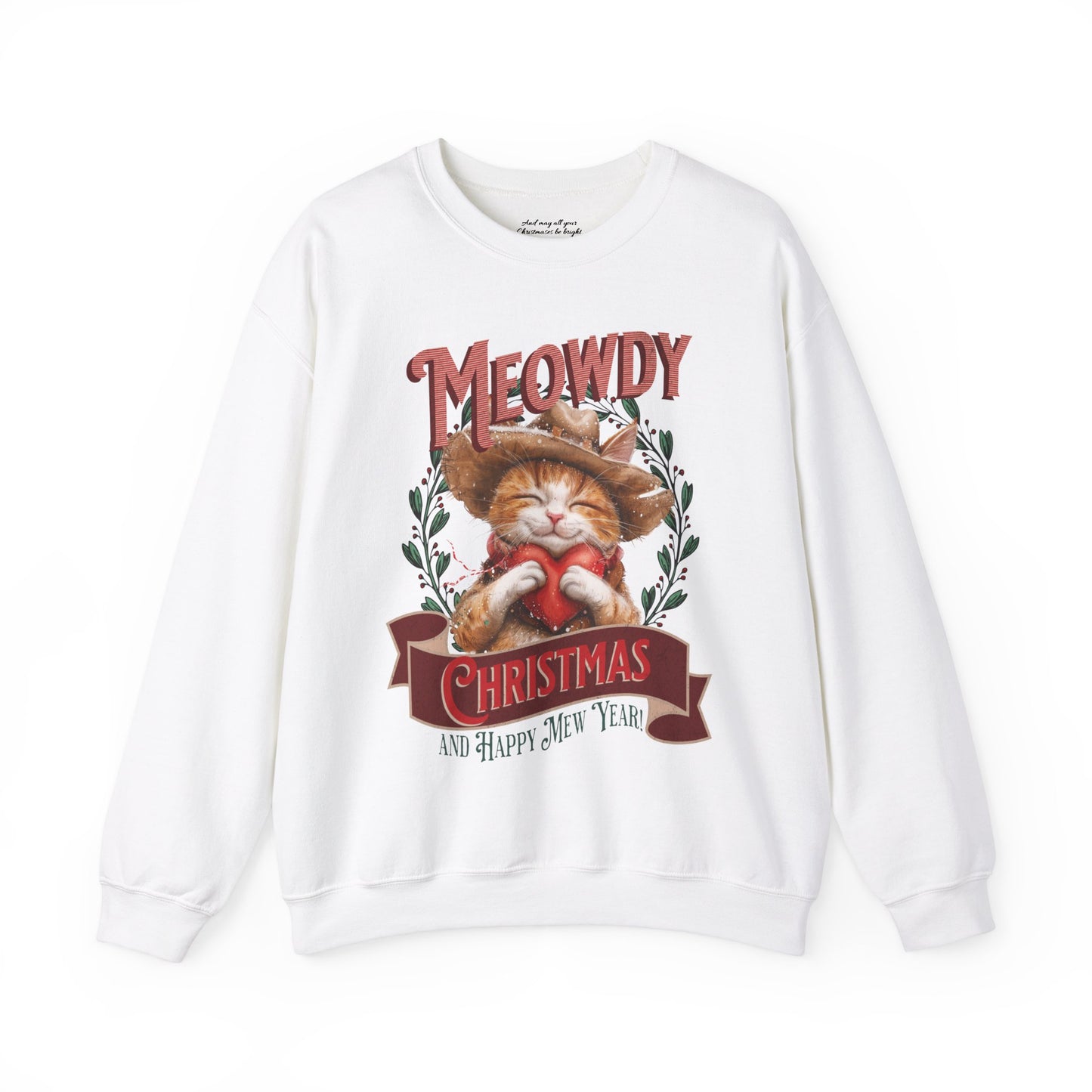 Meowdy Christmas Cat Sweatshirt, Unisex Heavy Blend™ Crewneck, Cat Themed Gifts, Funny Cat Shirt, Cool Cat Sweater, Cat Mom Sweatshirt
