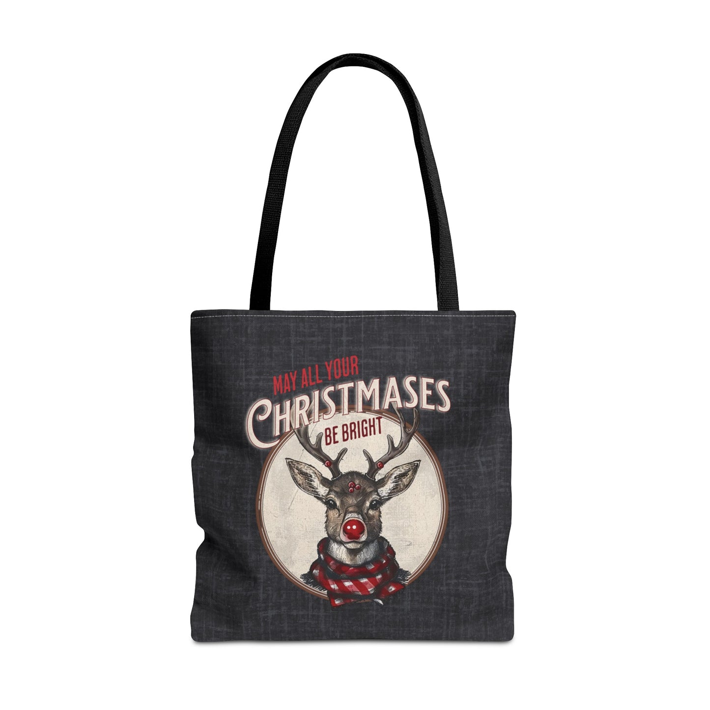 Christmas Reindeer Tote Bag, May all your Christmases be Bright, Travel Bag, Bible Bag, Gift for Christmas Part, Book Bag, Getaway Bag, Secret Santa Gift