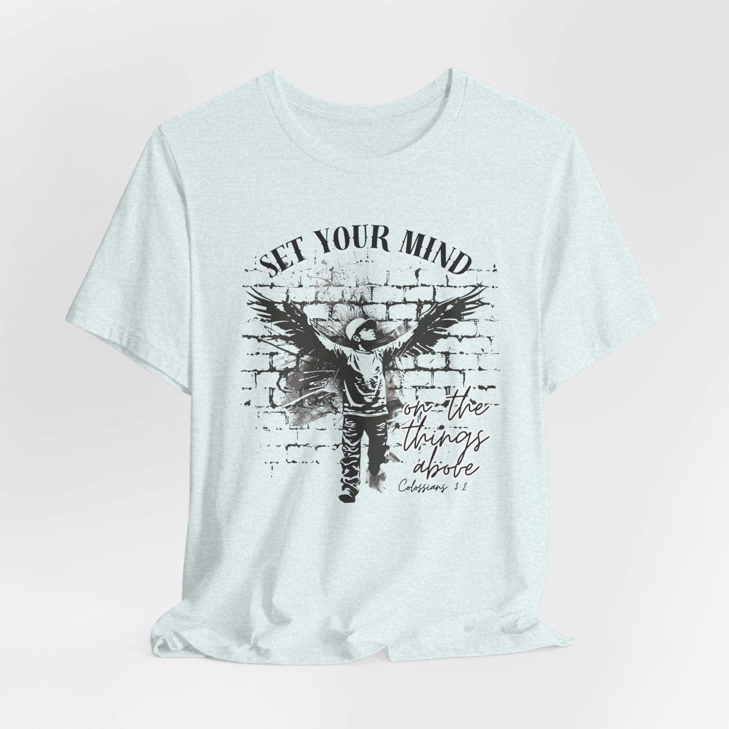 Set Your Mind on the Things Above Unisex Jersey Short Sleeve Tee, Christian Merch, Jesus Loves You, Faith Based Shirt, Christian Apparel, Jesus Apparel