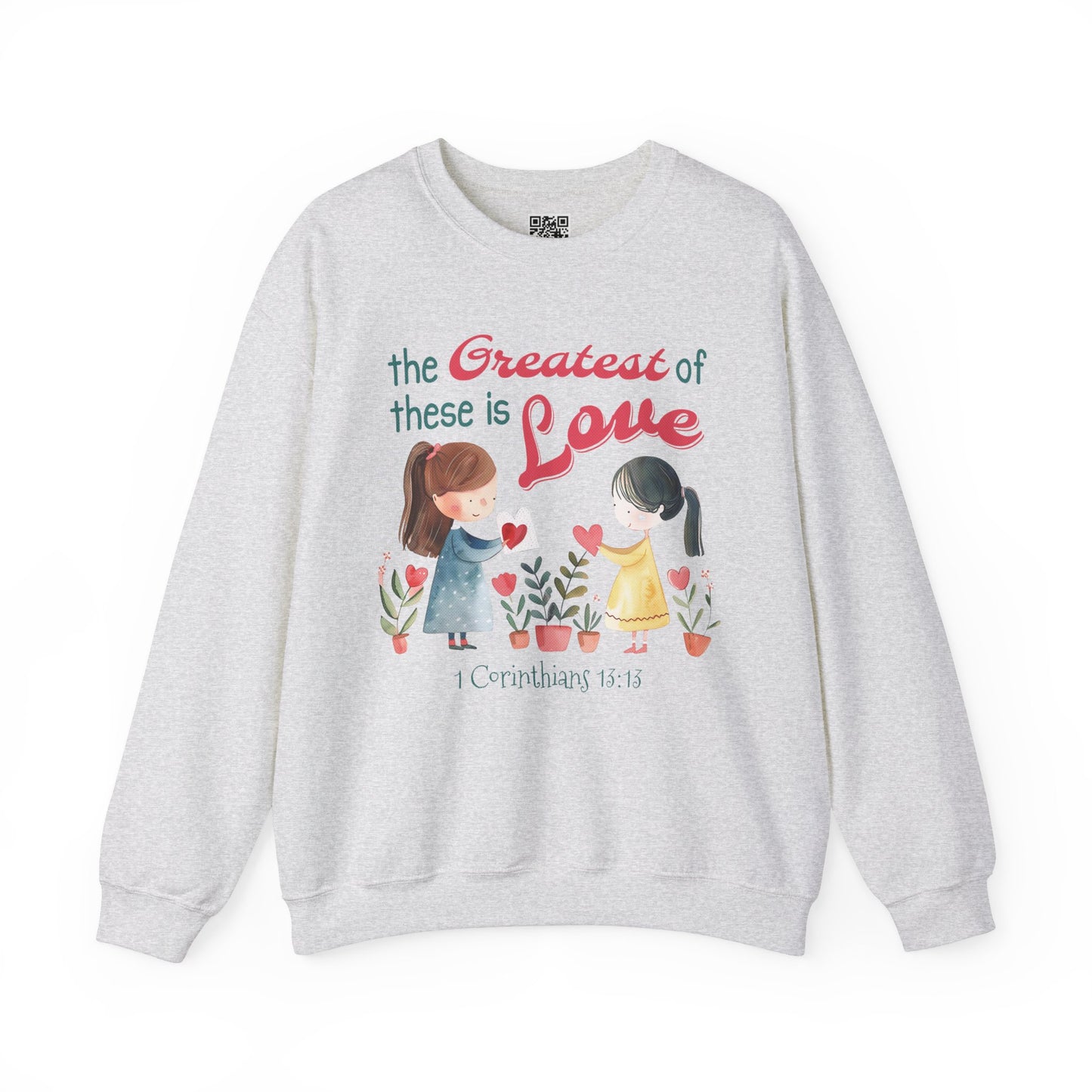 The Greatest of These is Love Unisex Heavy Blend Crewneck Sweatshirt, Christian Merch, Christian Streetwear, Ministry Shirt, Faith Based Shirt, Jesus Apparel