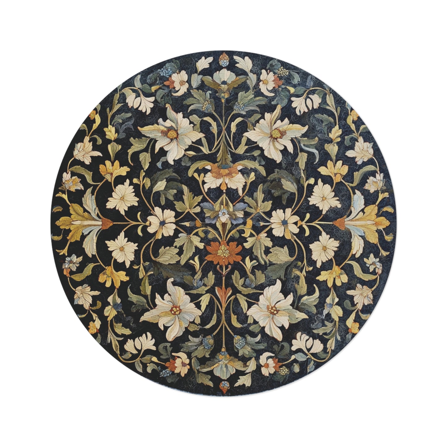William Morris Inspired Round Area Rug, Traditional, Colorful Cool Unique Area Rugs, Unique 60" Round Rug, Custom Print Available
