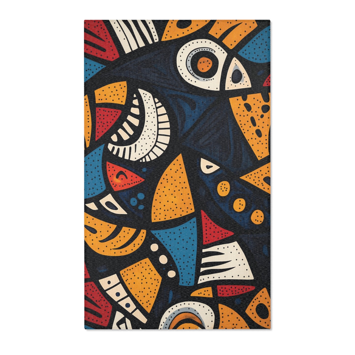 Modern Geometric Area Rug, Funky, Off White, & Unique Area Rugs, Custom Print Rug or Bathmat, 3 Sizes - 24x36 in, 36x60 in and 48x72 in
