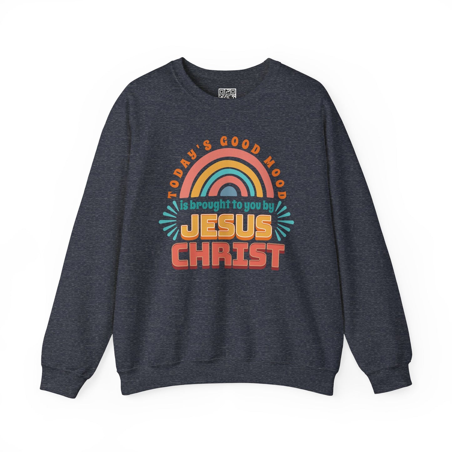 Today's Good Mood is Brought to you by Jesus Christ Unisex Heavy Blend Crewneck Sweatshirt, Christian Merch, Christian Streetwear, Ministry Shirt, Faith Based Shirt, Jesus Apparel