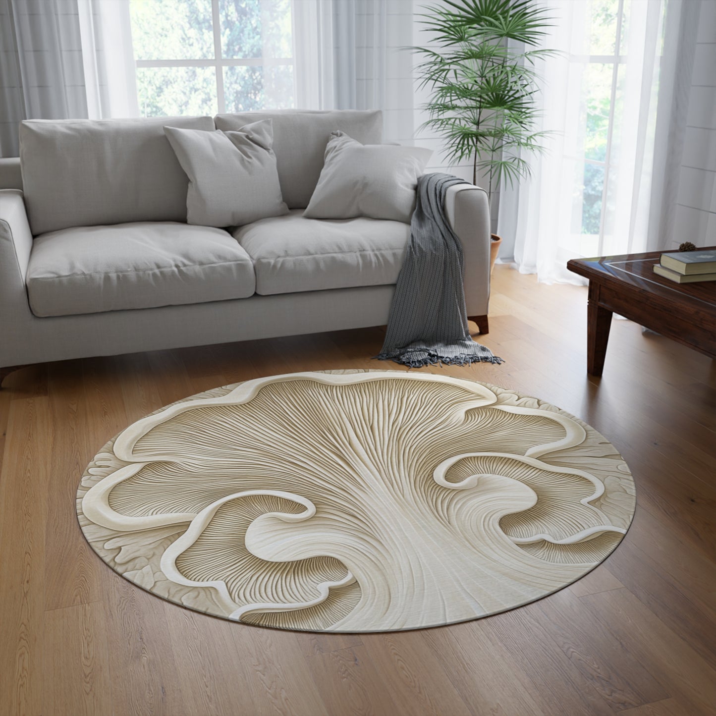 Round Mushroom Area Rug, Funky & Unique Fairycore Area Rugs, Unique 60" Round Rug, Custom Print Available