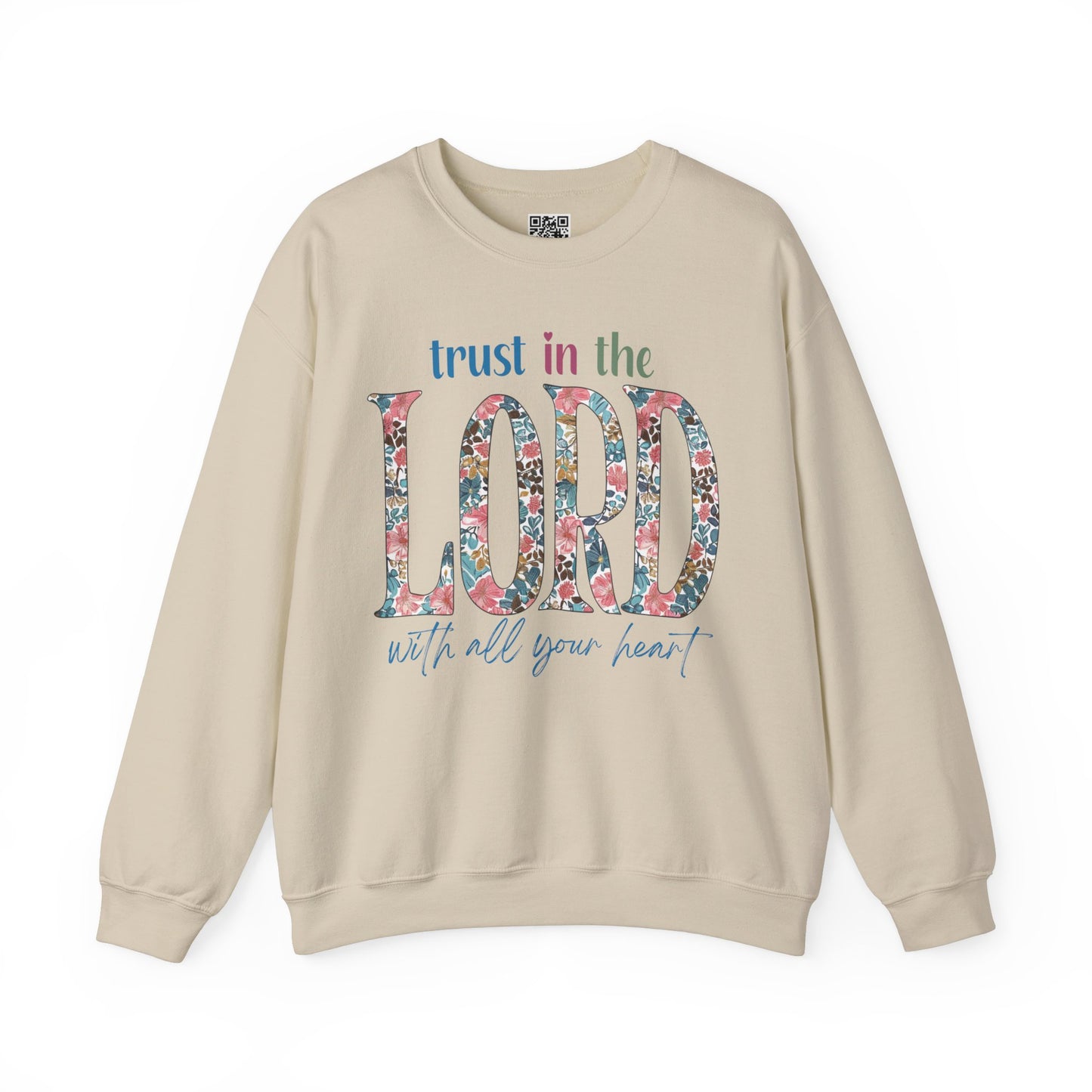 Trust in the Lord with all your Heart Unisex Heavy Blend Crewneck Sweatshirt, Christian Merch, Christian Streetwear, Ministry Shirt, Faith Based Shirt, Jesus Apparel