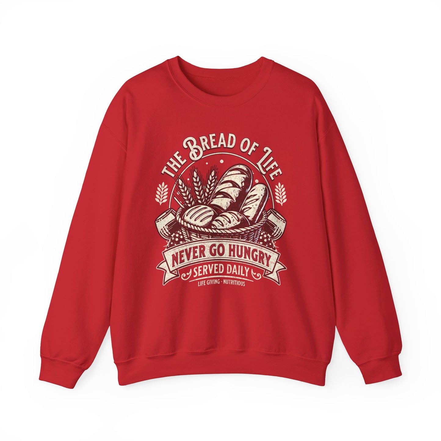 Bread of Life Unisex Heavy Blend Crewneck Sweatshirt, Christian Merch, Christian Streetwear, Ministry Shirt, Faith Based Shirt, Praise Sweater