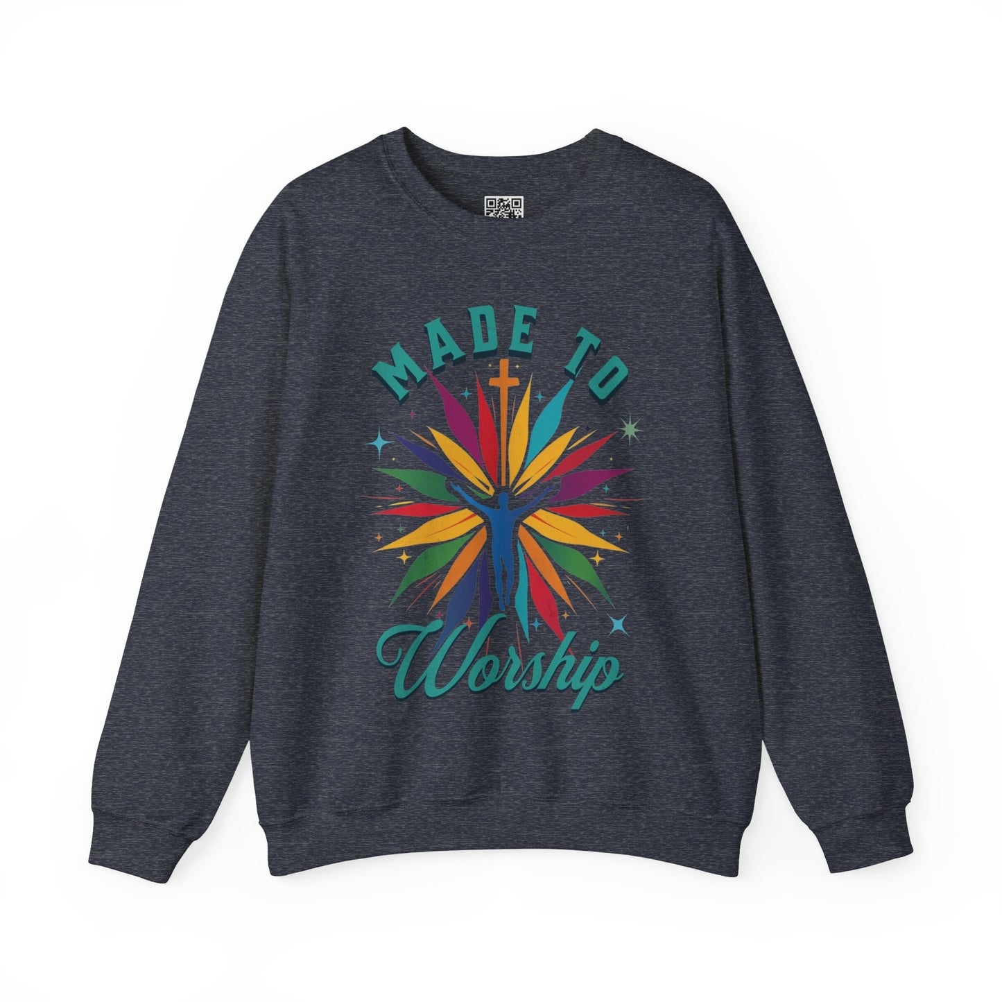 Made to Worship Unisex Heavy Blend Crewneck Sweatshirt, Christian Merch, Christian Streetwear, Ministry Shirt, Faith Based Shirt, Jesus Apparel