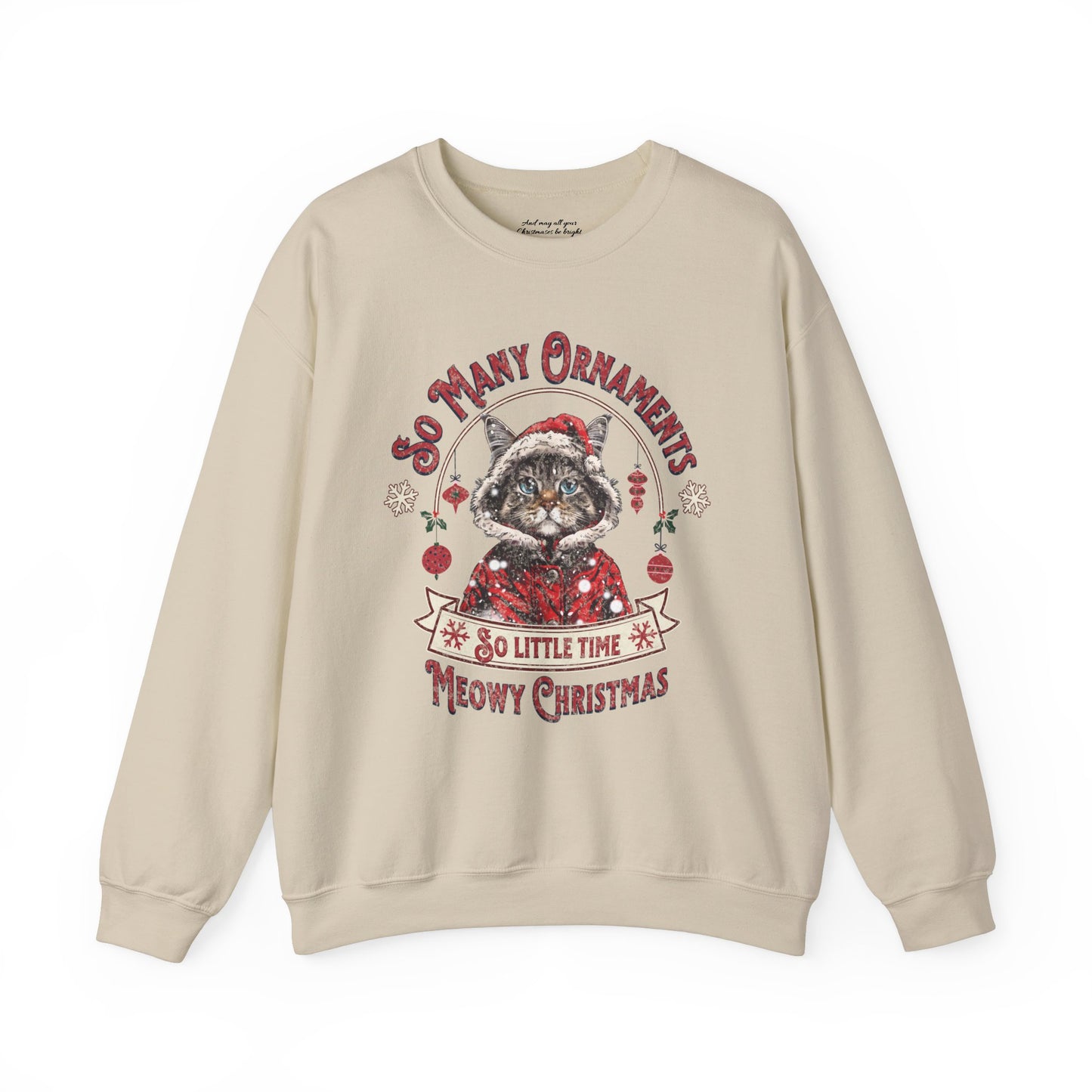 Meowy Christmas Cat Sweatshirt, Unisex Heavy Blend™ Crewneck, Cat Themed Gifts, Funny Cat Shirt, Cool Cat Sweater, Cat Mom Sweatshirt