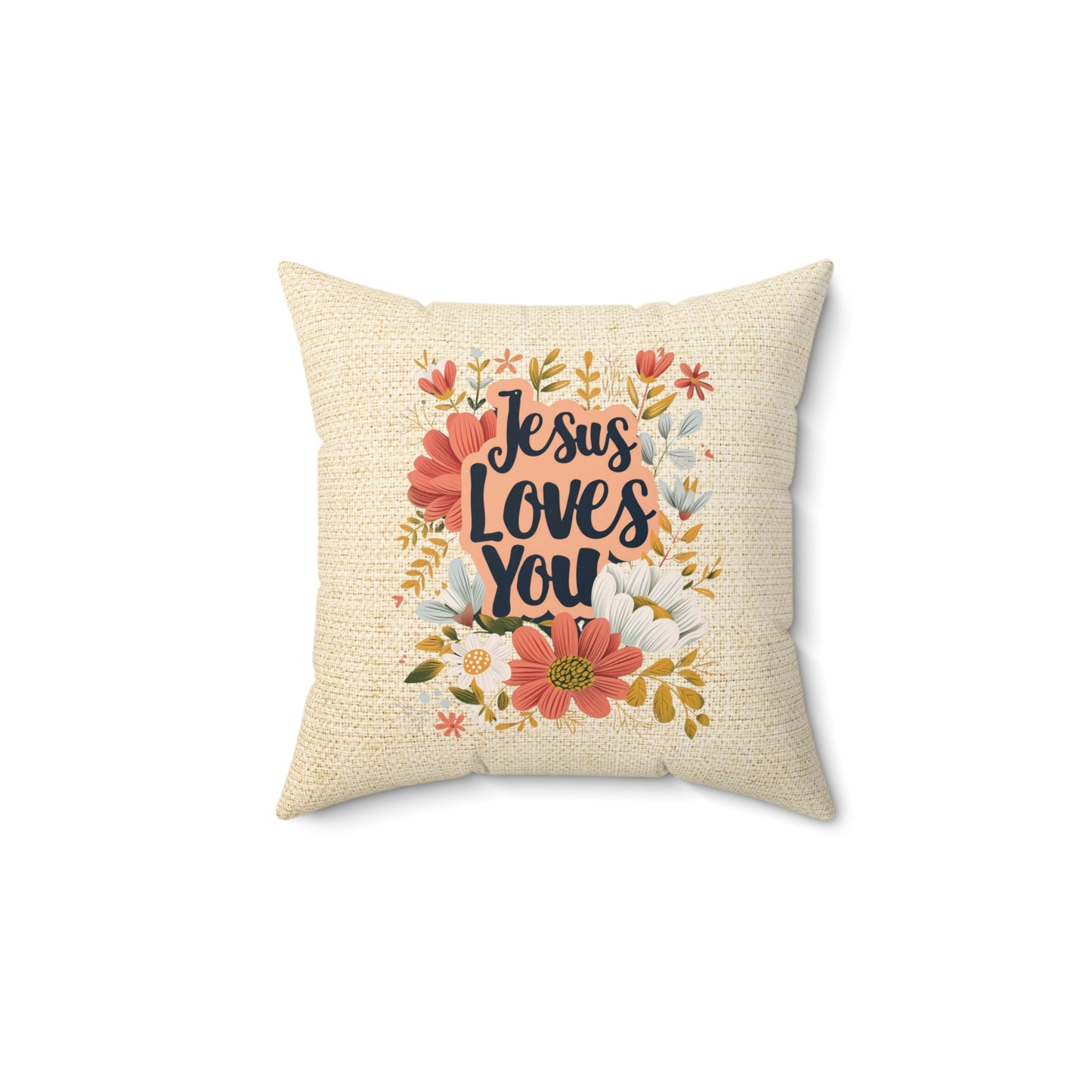 Jesus Loves You Throw Pillow, Spun Polyester Square, Christian Home Décor Items and Gifts, Religious Pillows, Gift for Christian Family and Friends