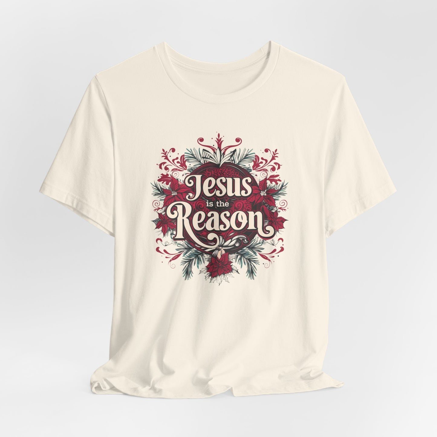 Jesus is the Reason Christmas T-Shirt, Unisex Jersey Crewneck, Christian Christmas Tee, Gift for Church Friend, Christian Christmas Gift, Christian Merch, Religious Apparel