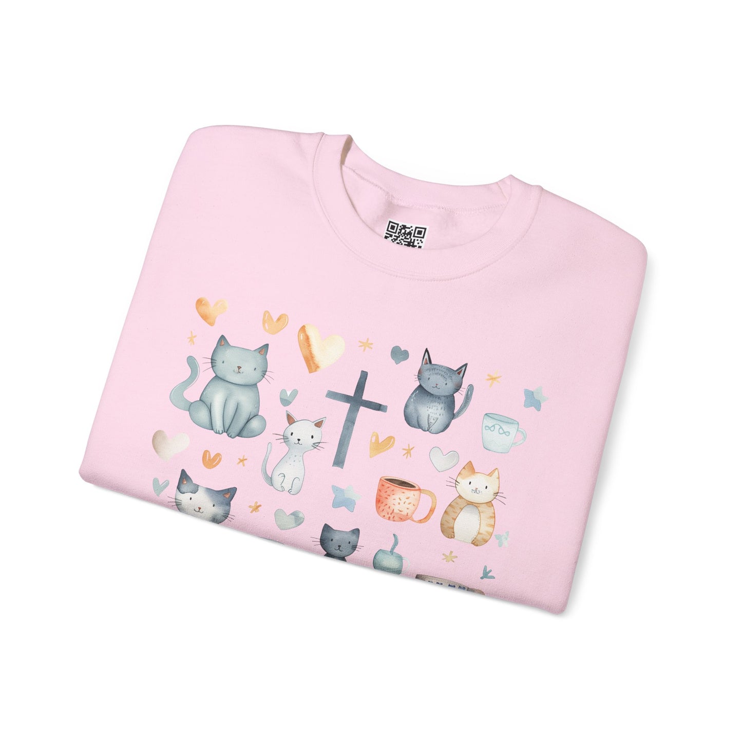 Jesus, Cats, and Coffee Unisex Heavy Blend Crewneck Sweatshirt, Christian Merch, Christian Streetwear, Ministry Shirt, Faith Based Shirt, Jesus Apparel