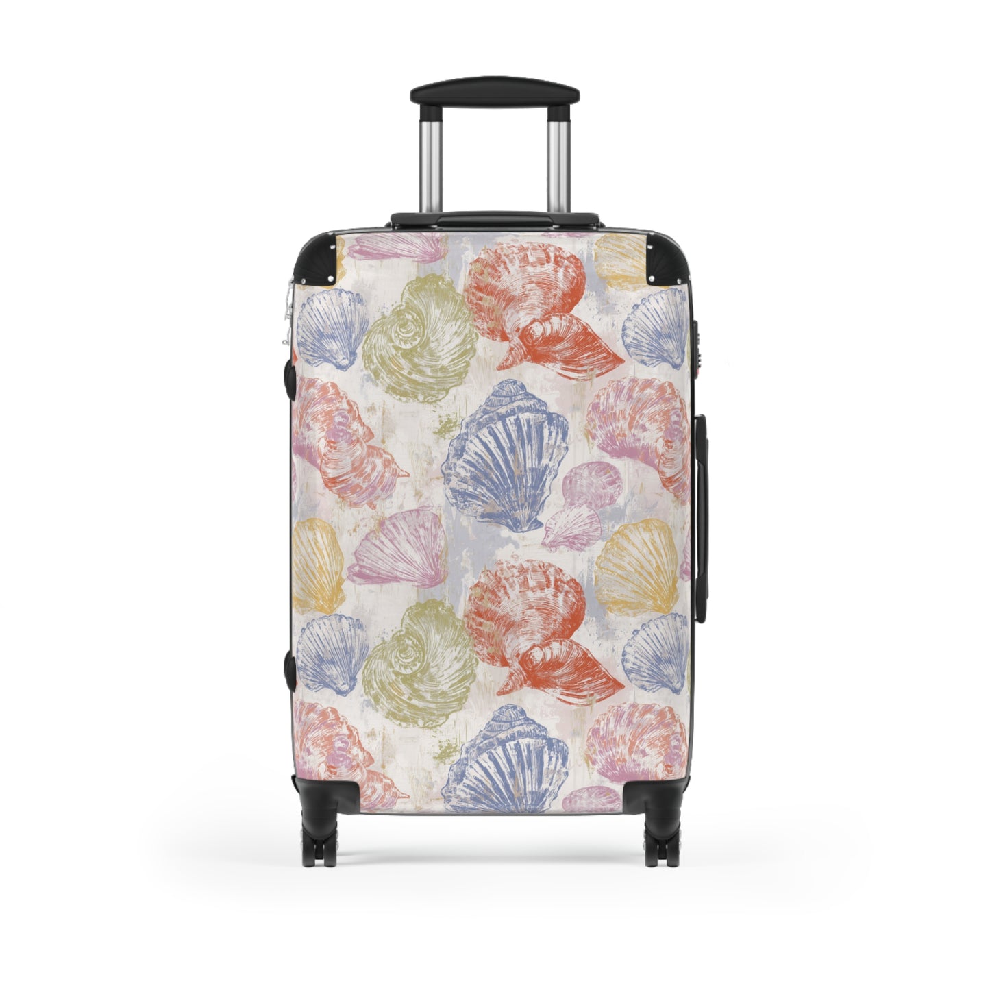 Tropical Beach Sea Shell Suitcase, Bright and Colorful Vacation Luggage for Airport, Rolling Weekender Travel Bag Gift for Flight Attendant