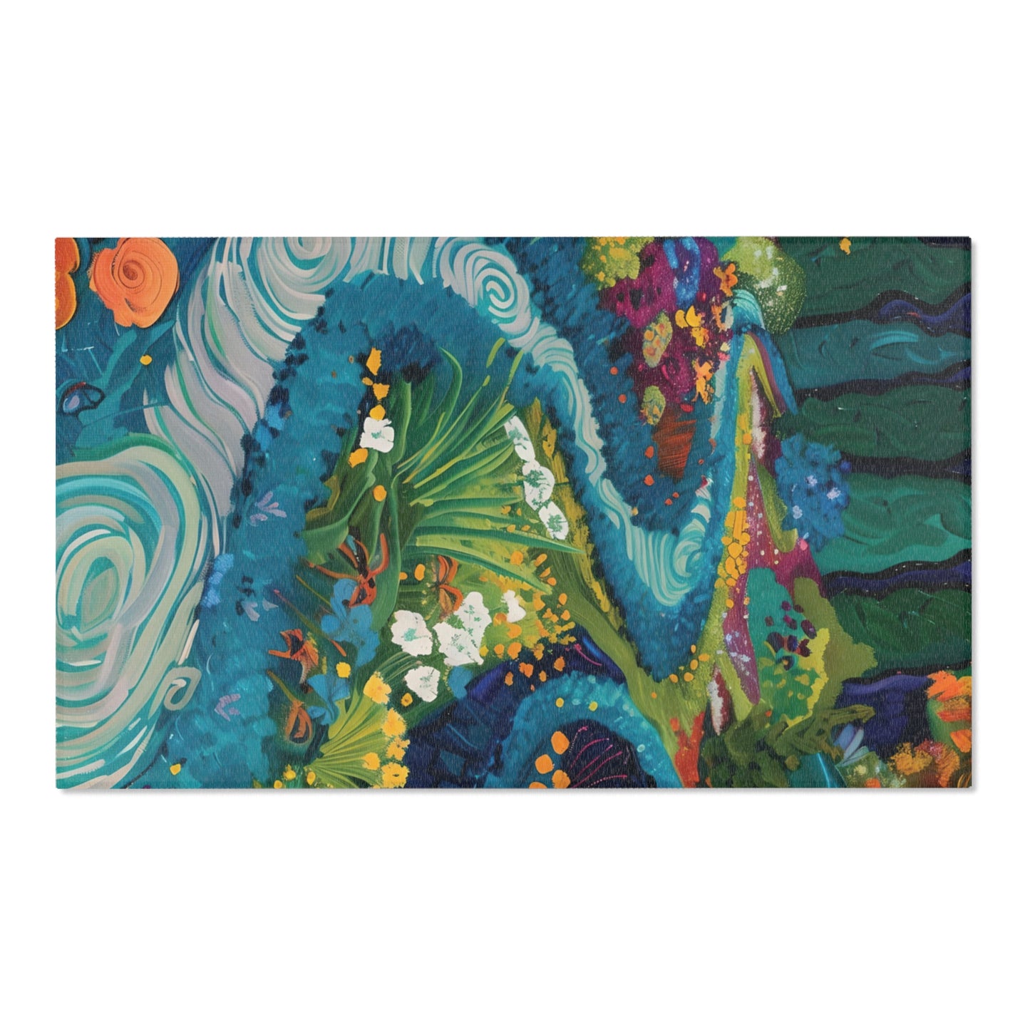 Van Gogh Inspired Area Rug, Funky, Colorful, & Unique Area Rugs, Custom Print Rug or Bathmat, 3 Sizes - 24x36 in, 36x60 in and 48x72 in