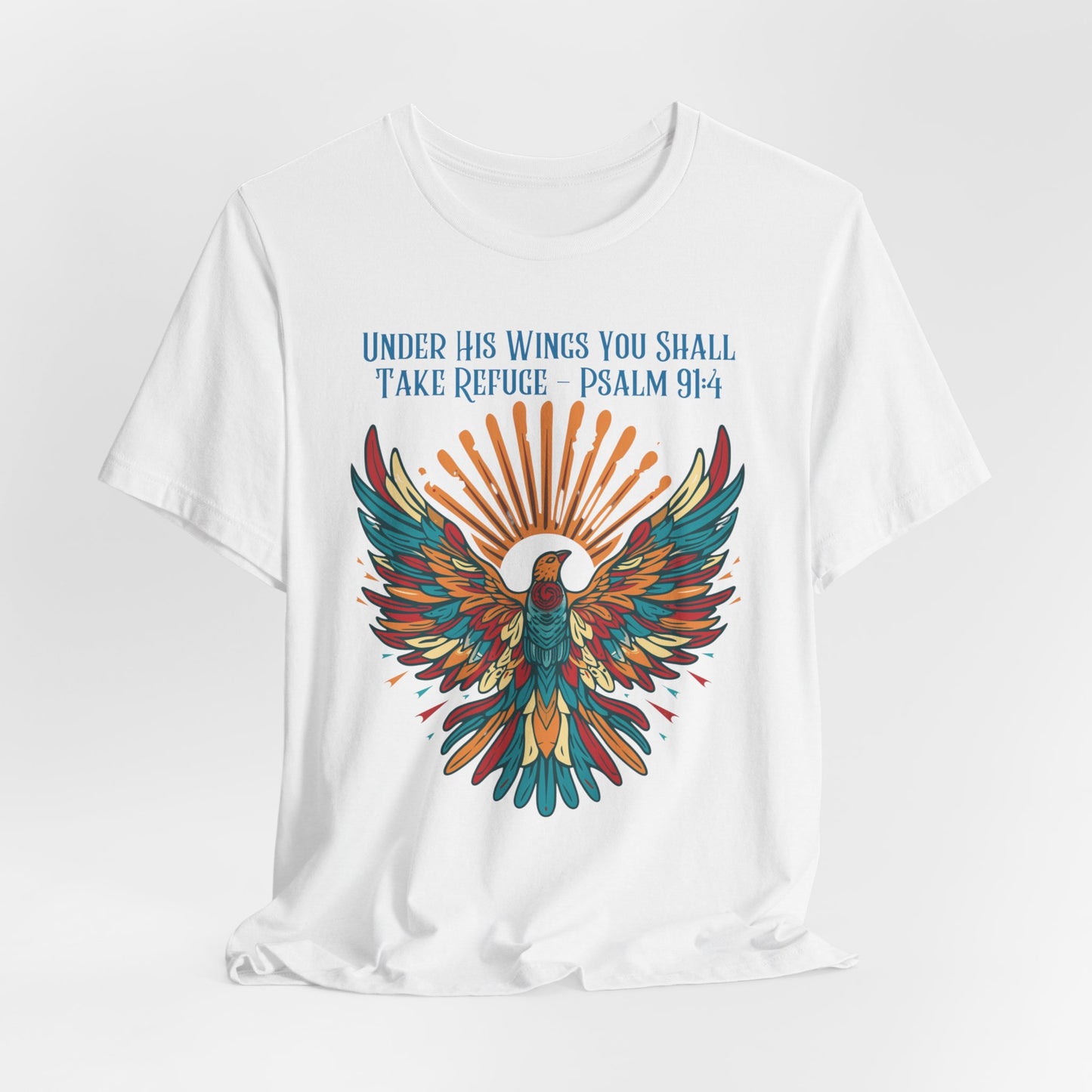 Under His Wings You Shall Take Refuge Unisex Jersey Short Sleeve Tee, Christian Merch, Jesus Loves You, Faith Based Shirt, Christian Apparel, Jesus Apparel