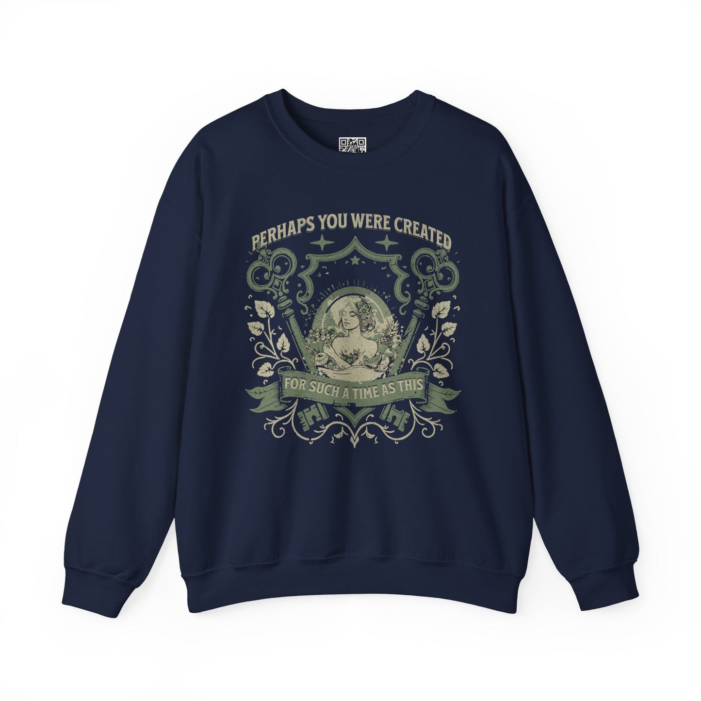 Perhaps you were Created for Such a Time as This Unisex Heavy Blend Crewneck Sweatshirt, Christian Merch, Christian Streetwear, Ministry Shirt, Faith Based Shirt, Jesus Apparel