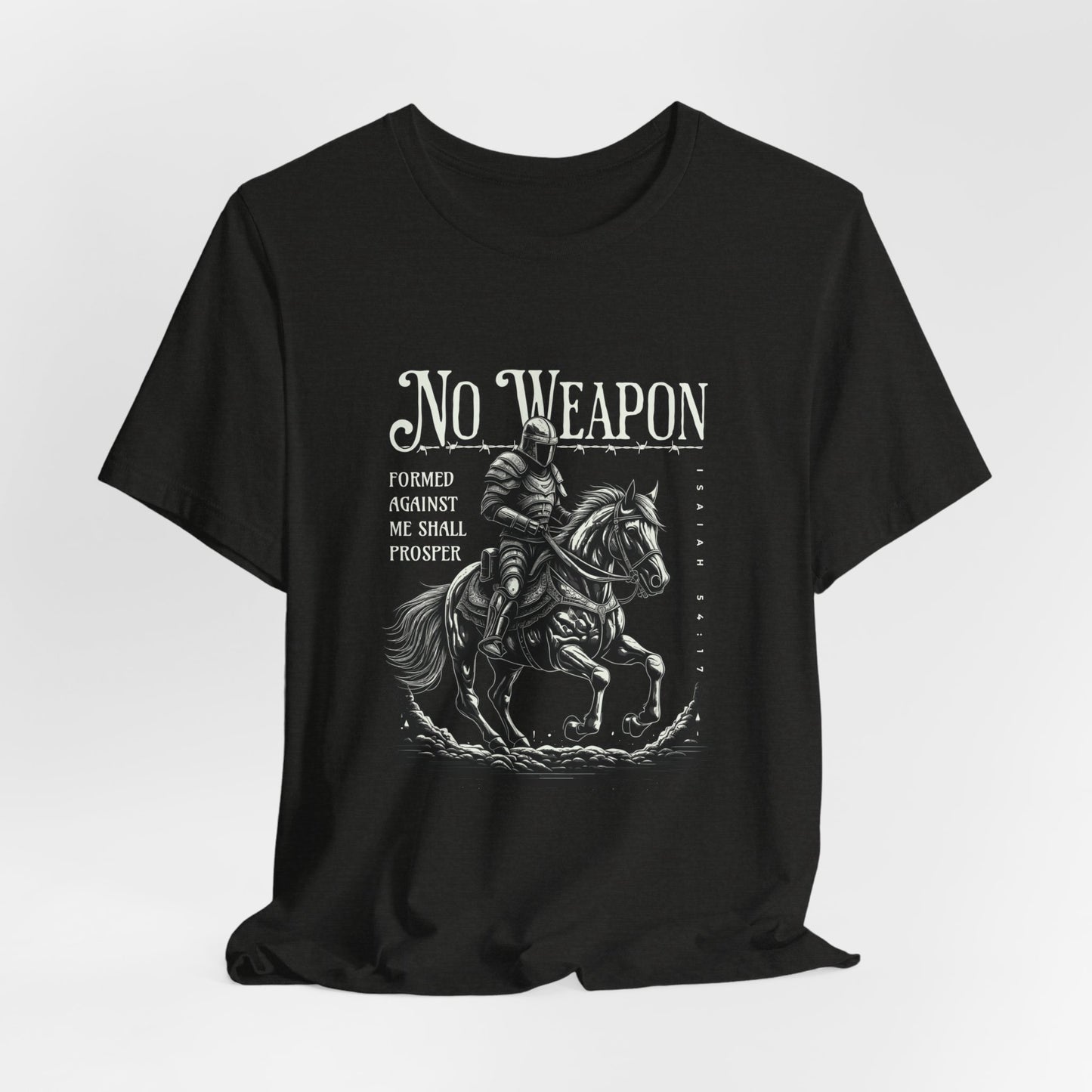 No Weapon Formed Against Me Shall Prosper Unisex Jersey Short Sleeve Tee, Christian Merch, Jesus Loves You, Faith Based Shirt, Christian Apparel, Jesus Apparel