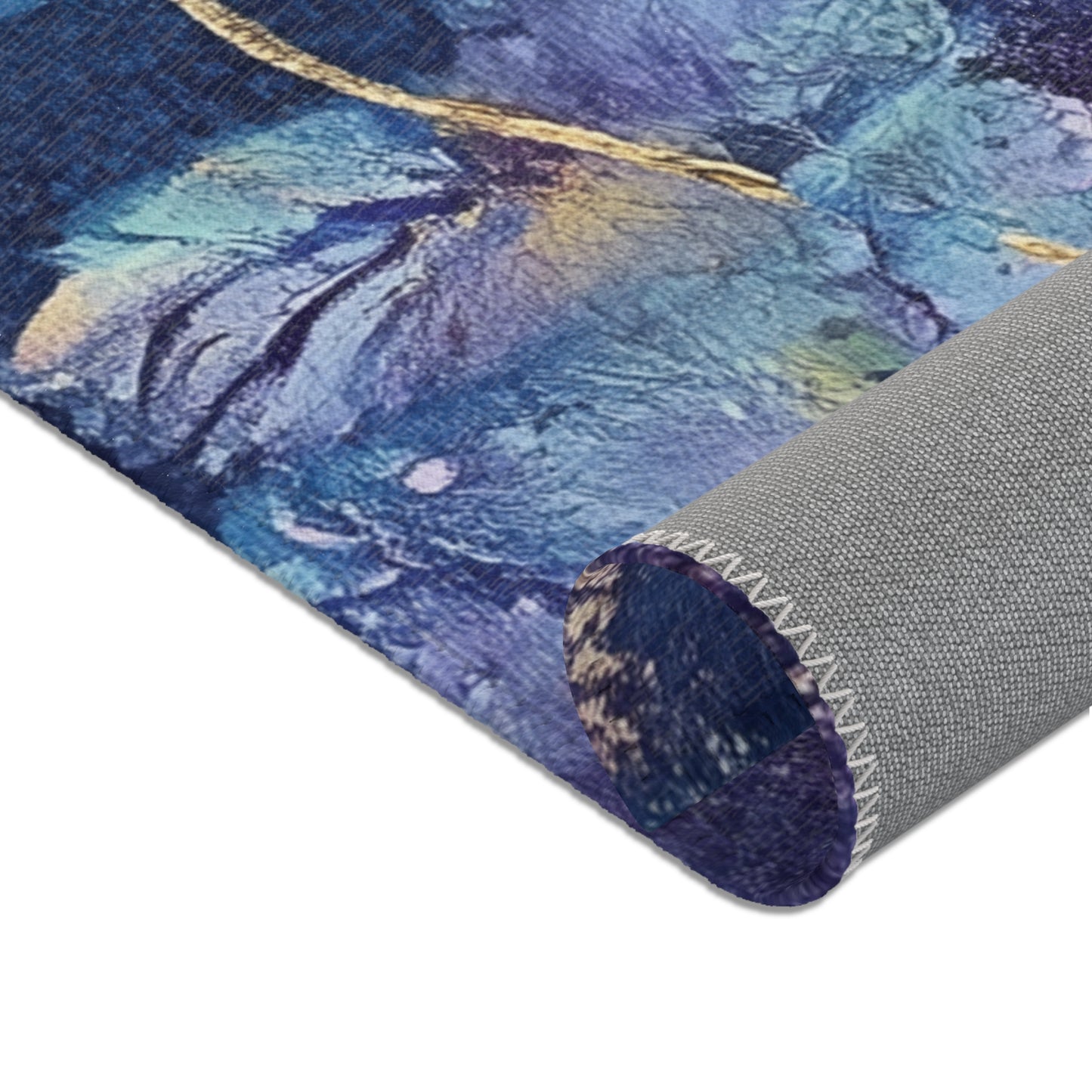 Modern Boho Floral Purple Area Rug, Funky, Colorful, & Unique Area Rugs, Custom Print Rug Bathmat, 3 Sizes - 24x36 in, 36x60 in and 48x72 in