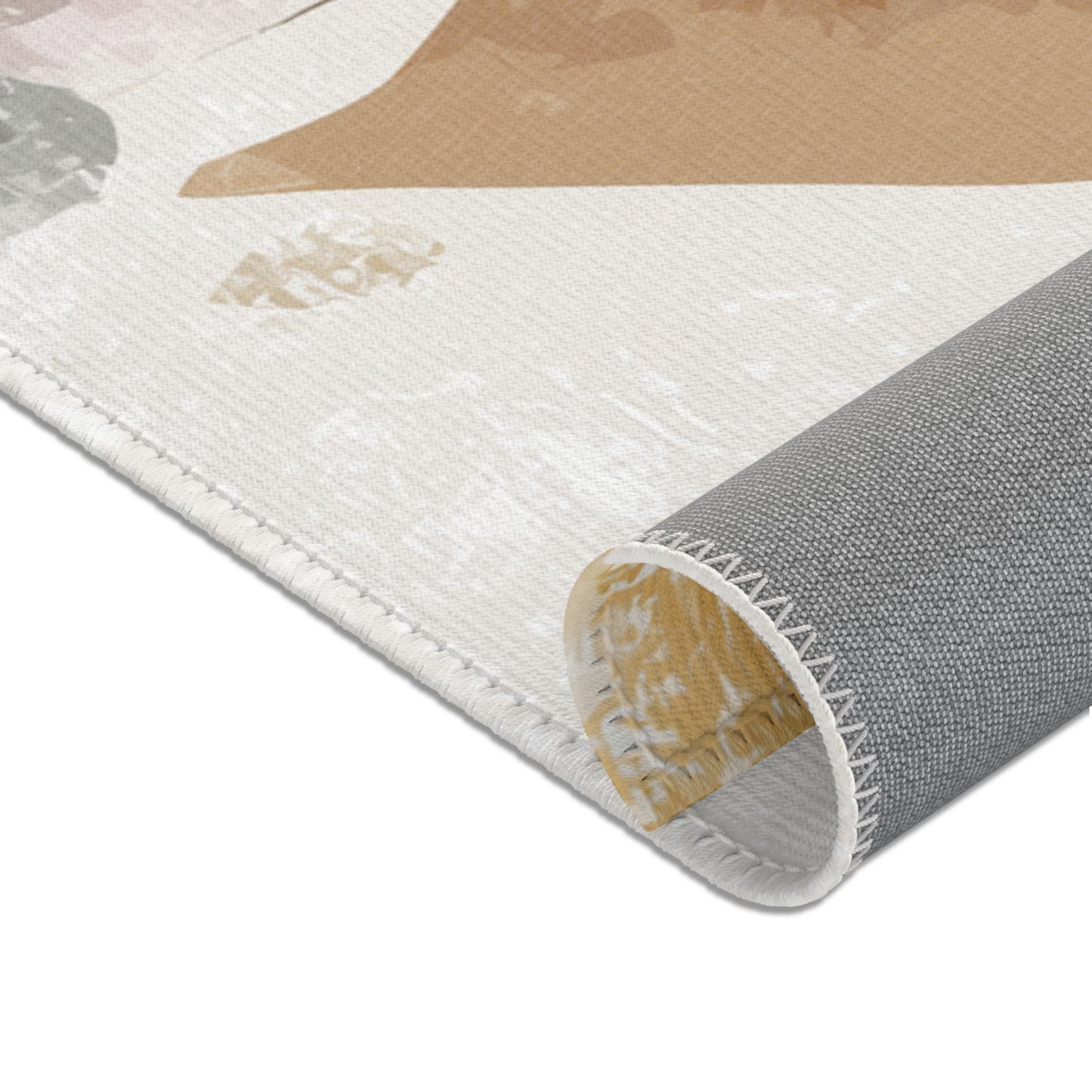Modern Floral Boho Area Rug, Funky, Off White, & Unique Area Rugs, Custom Print Rug or Bathmat, 3 Sizes - 24x36 in, 36x60 in and 48x72 in