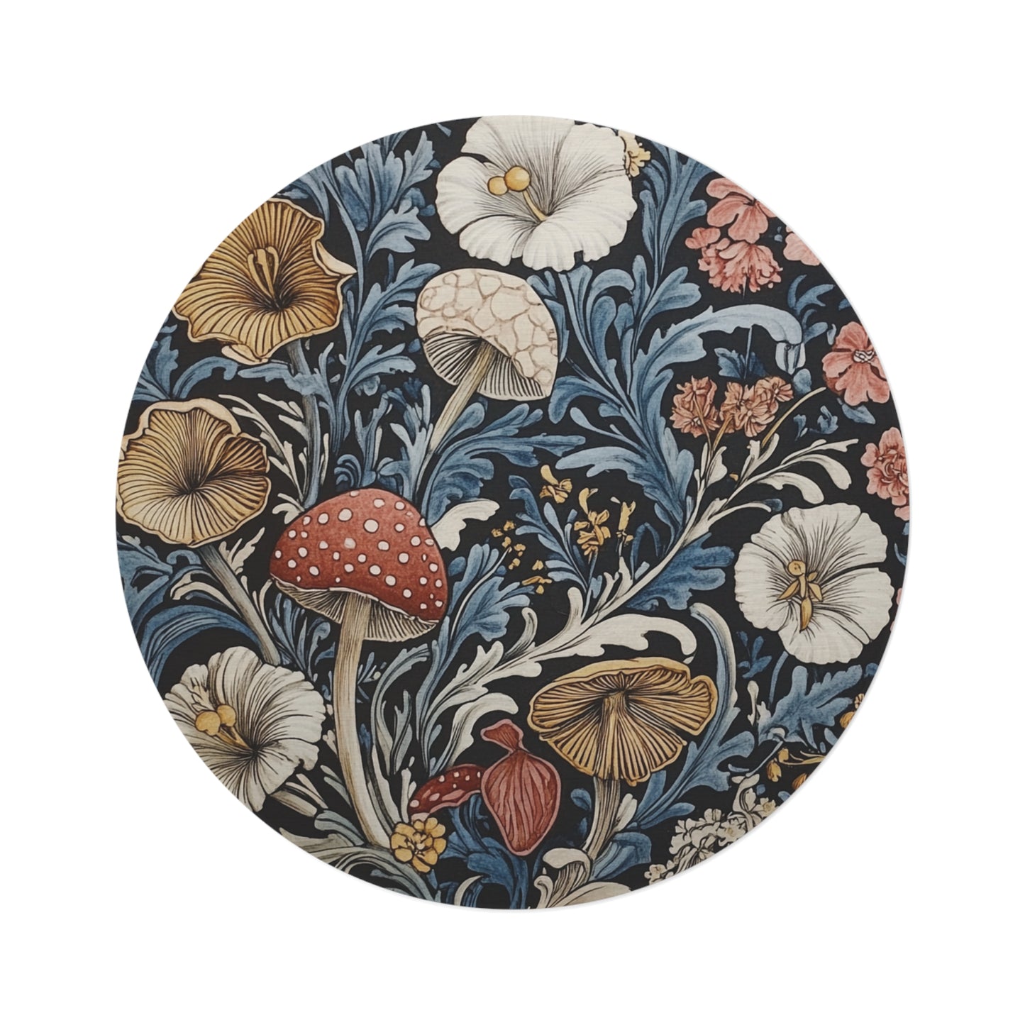 Mushroom Round Area Rug, Funky, Colorful & Unique Fairycore Area Rugs, Unique 60" Round Rug, Custom Print Available
