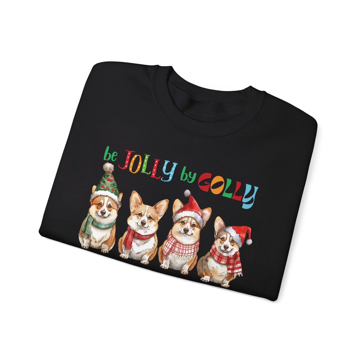 Be Jolly by Golly Corgi Christmas Sweatshirt, Unisex Heavy Blend™ Crewneck, Dog People, Veterinarian Gift, Dog Christmas Secret Santa
