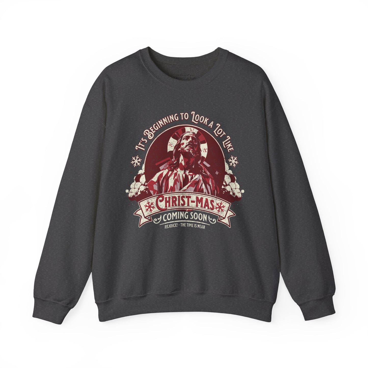 It's Beginning to Look A Lot like Christ-mas Sweatshirt, Unisex Heavy Blend Crewneck, Presents for Mom, Jesus Sweater, Glory to God, Christian Jesus is the Reason