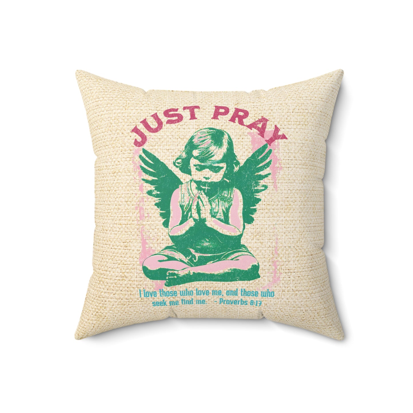 Just Pray Throw Pillow, Spun Polyester Square, Christian Home Décor Items and Gifts, Religious Pillows, Gift for Christian Family and Friends