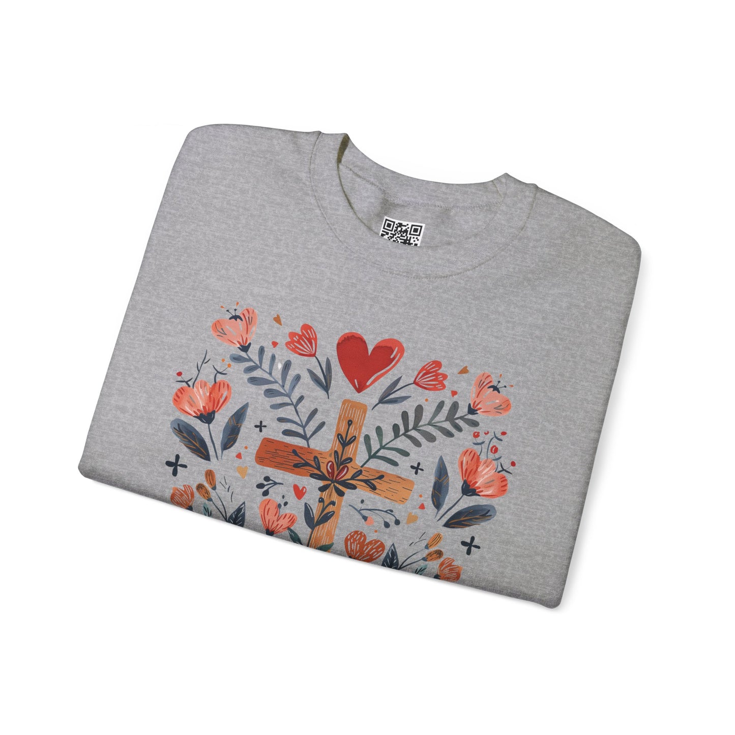 Jesus is Love Cross Design Unisex Heavy Blend Crewneck Sweatshirt, Christian Merch, Christian Streetwear, Ministry Shirt, Faith Based Shirt, Jesus Apparel