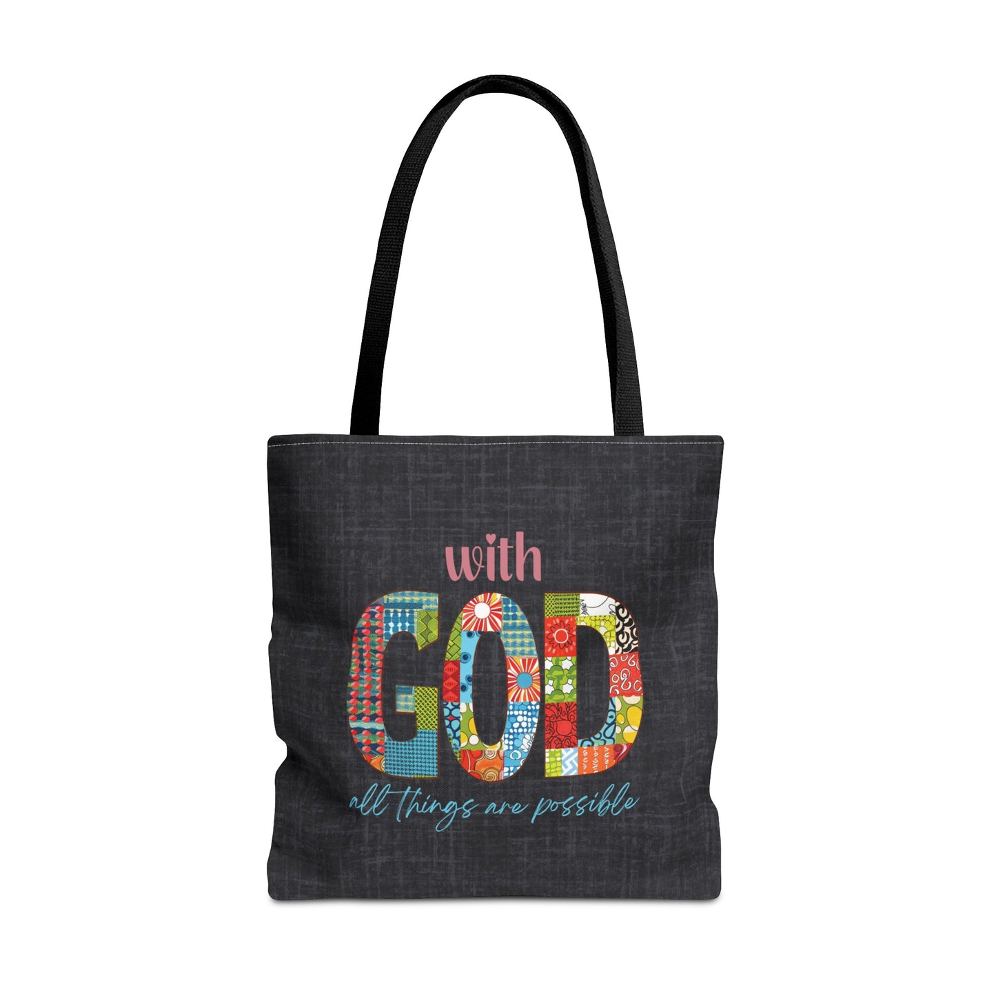With God all Things are Possible Tote Bag, Christian Merch, Gifts of the Holy Spirit, Travel Bag, Bible Bag, , Book Bag, Getaway Bag, Secret Santa Gift, Gift for Church People