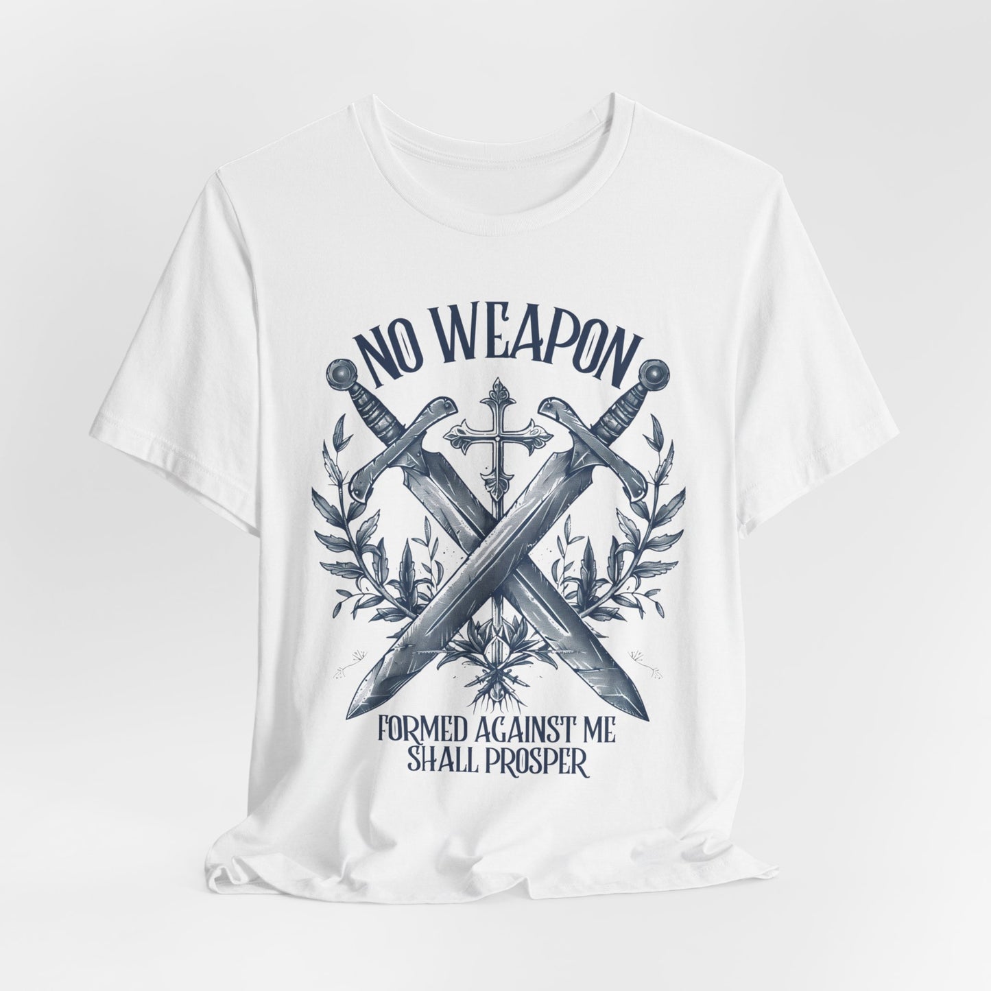 No Weapon Formed Against Me T-shirt - Unisex Jersey Short Sleeve Tee, Christian Merch, Christian Streetwear, Faith Based Shirt, Christian Apparel, Christian Shirts