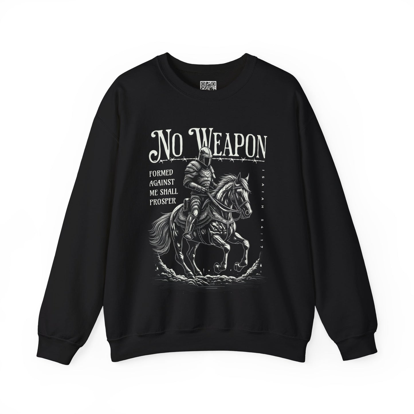 No Weapon Formed Against Me Shall Prosper Unisex Heavy Blend Crewneck Sweatshirt, Christian Merch, Christian Streetwear, Ministry Shirt, Faith Based Shirt, Jesus Apparel