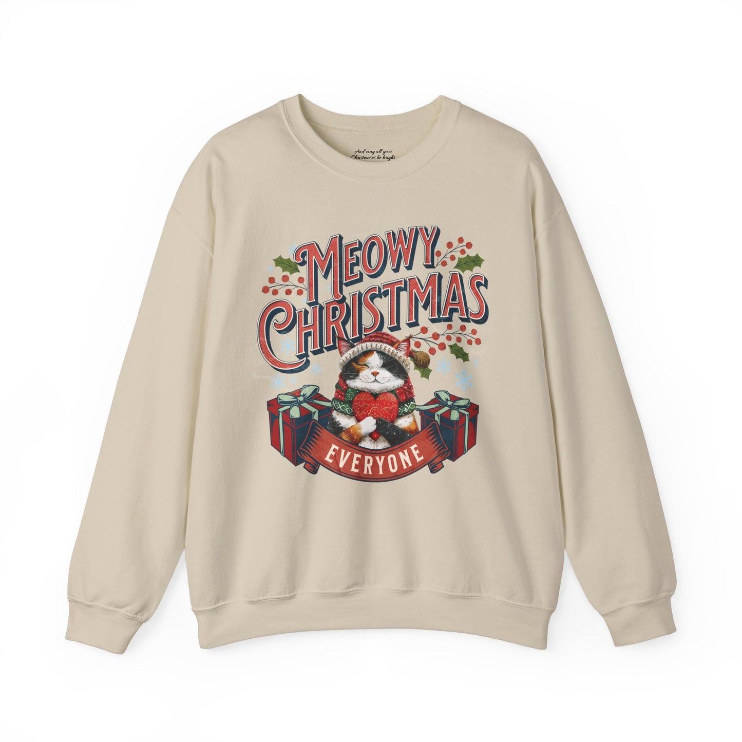 Meowy Christmas Cat Sweatshirt, Unisex Heavy Blend™ Crewneck, Cat Themed Gifts, Funny Cat Shirt, Calico Cat Sweater, Cat Mom Sweatshirt