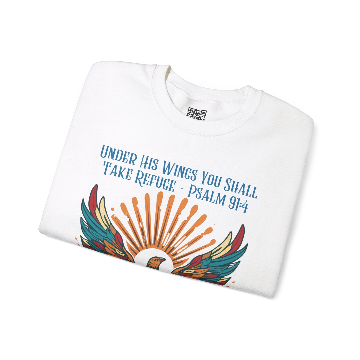 Under His Wings You Shall Take Refuge Unisex Heavy Blend Crewneck Sweatshirt, Christian Merch, Christian Streetwear, Ministry Shirt, Faith Based Shirt, Jesus Apparel
