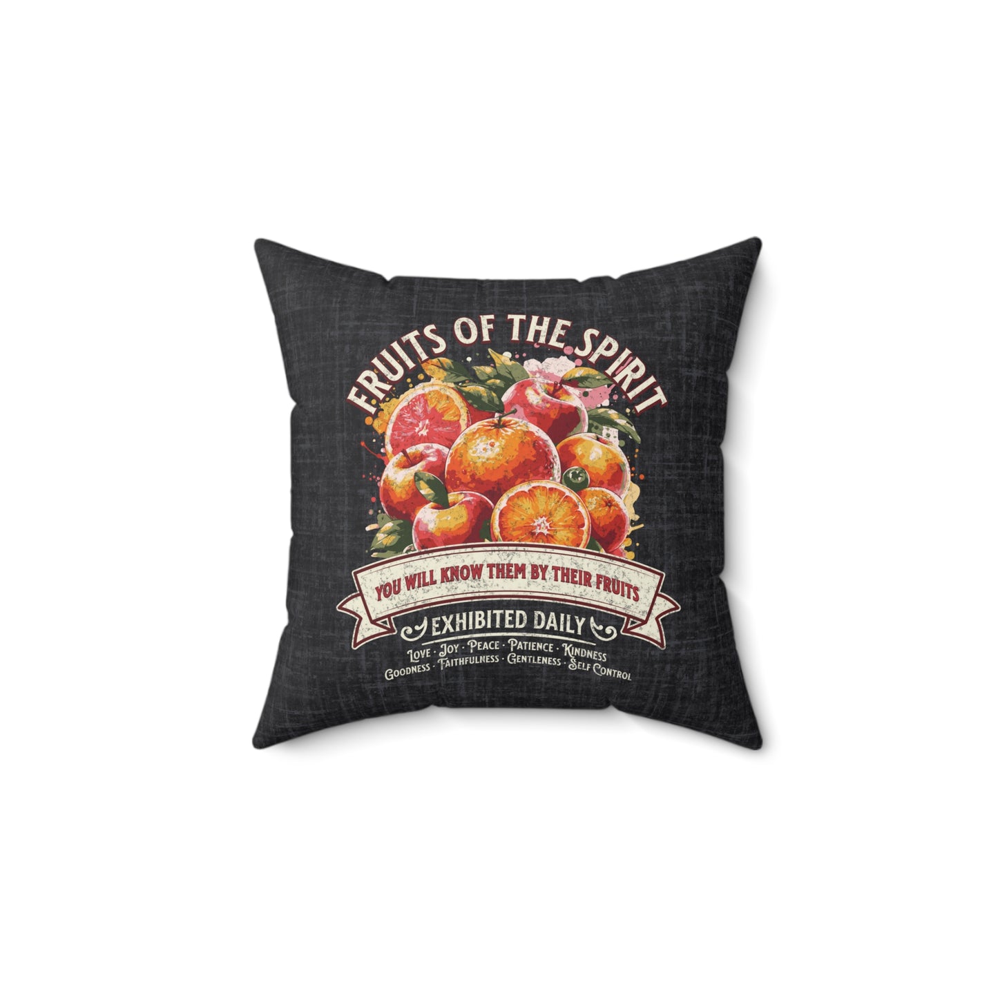Fruits of the Spirit Spun Polyester Square Pillow, Christian Throw Pillow, Christian Home Décor Gifts, Faith Based Décor, Bible Verse Décor, Gift for Church Member