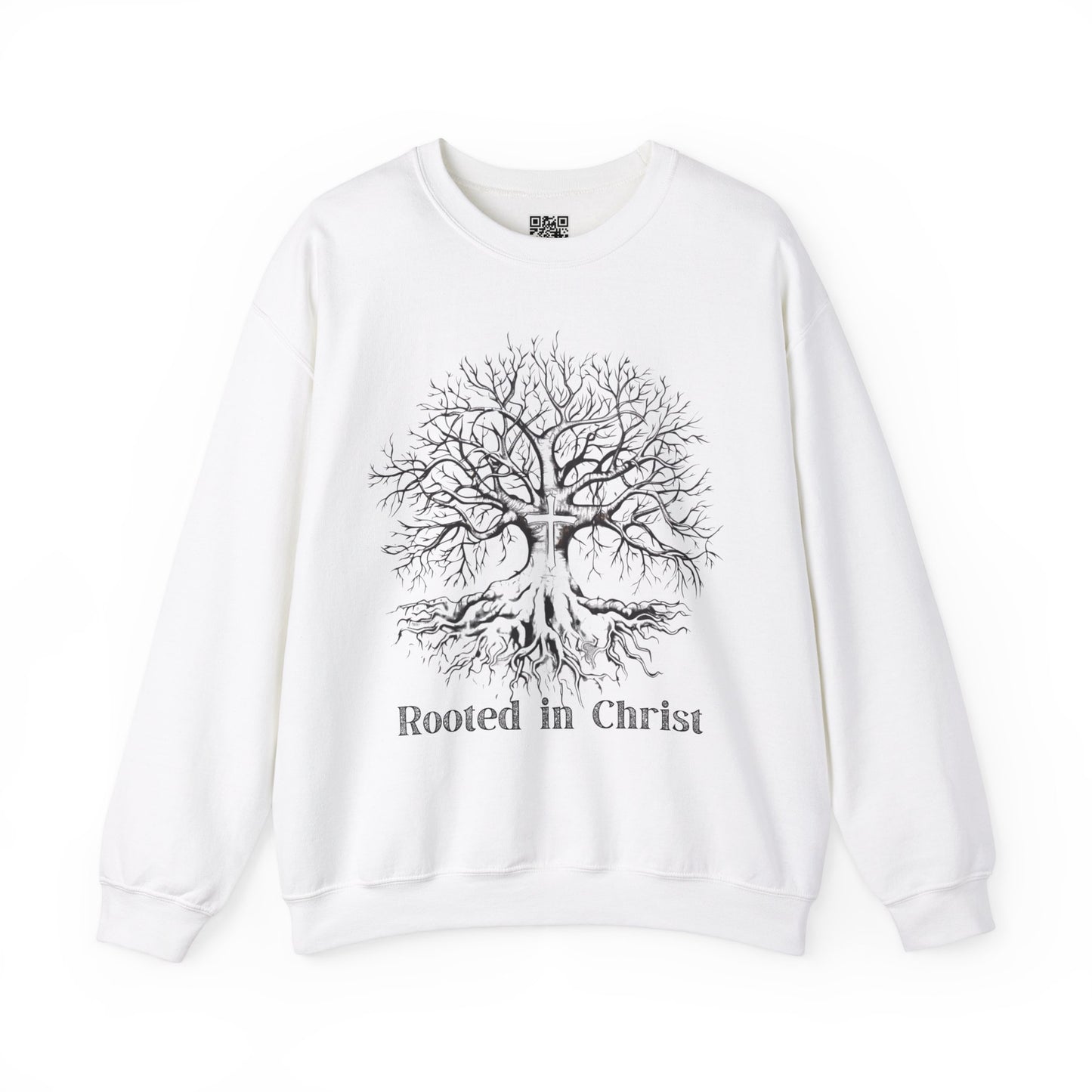 Rooted in Christ Unisex Heavy Blend Crewneck Sweatshirt, Christian Merch, Christian Streetwear, Ministry Shirt, Faith Based Shirt, Jesus Apparel