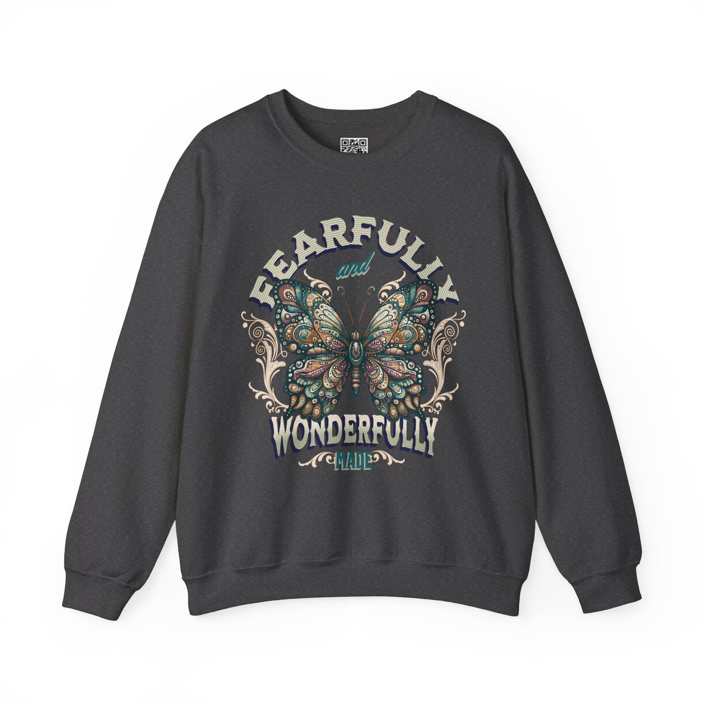 Fearfully and Wonderfully Made Unisex Heavy Blend Crewneck Sweatshirt, Christian Merch, Christian Streetwear, Ministry Shirt, Faith Based Shirt, Jesus Apparel