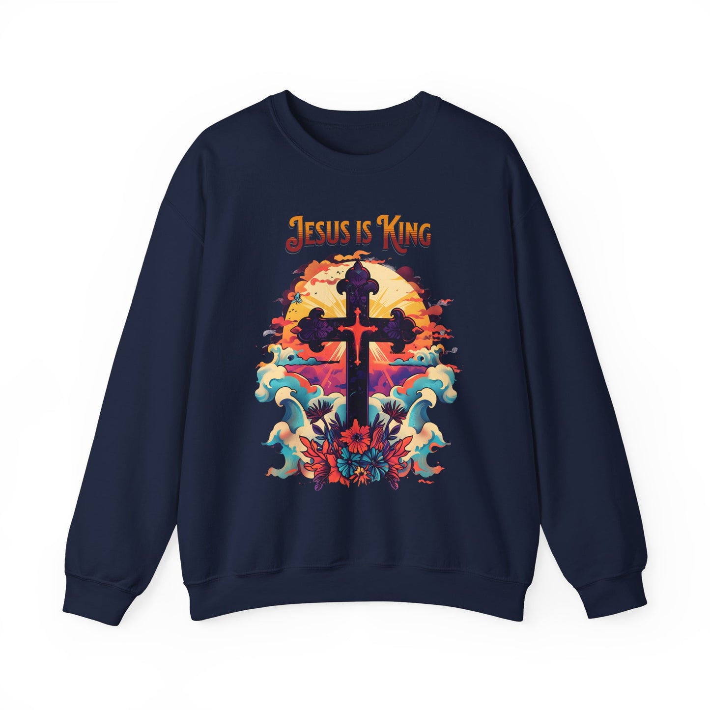 Jesus is King Unisex Heavy Blend™ Crewneck Sweatshirt, Christian Merch, Christian Streetwear, Ministry Shirt, Jesus Apparel, Jesus Freak Tee