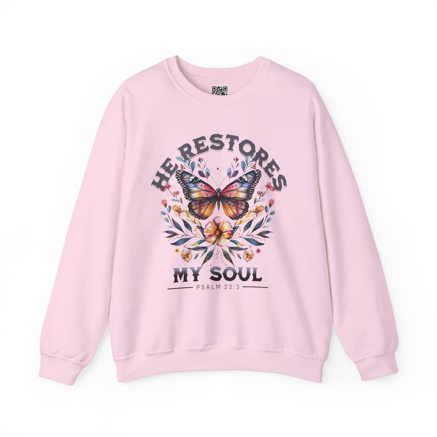 He Restores My Soul Unisex Heavy Blend Crewneck Sweatshirt, Christian Merch, Christian Streetwear, Ministry Shirt, Faith Based Shirt, Jesus Apparel