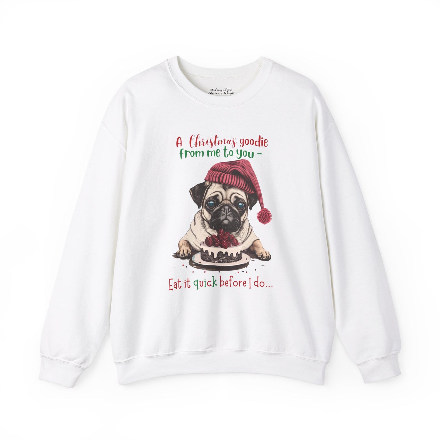 Cute Pug Christmas Sweatshirt, Unisex Heavy Blend™ Crewneck, Dog People or Veterinarian Gift, Dog Christmas Shirt, Cute Gift From Dog