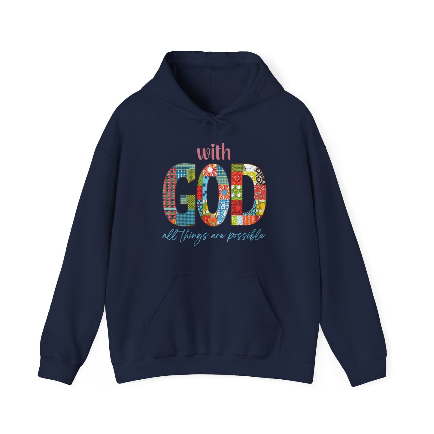 With God all Things are Possible Unisex Heavy Blend™ Hooded Sweatshirt, Christian Merch, Christian Streetwear, Ministry Shirt, Faith Based Shirt, Praise Hoodie