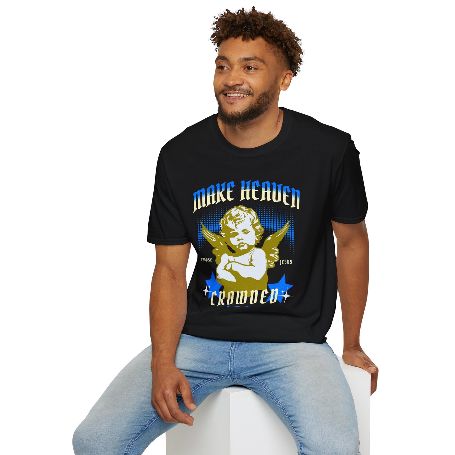 Make Heaven Crowded Unisex Softstyle T-Shirt - Christian Streetwear, Jesus Apparel, Religious Clothing, Spiritual Merch, Faith Based Shirt