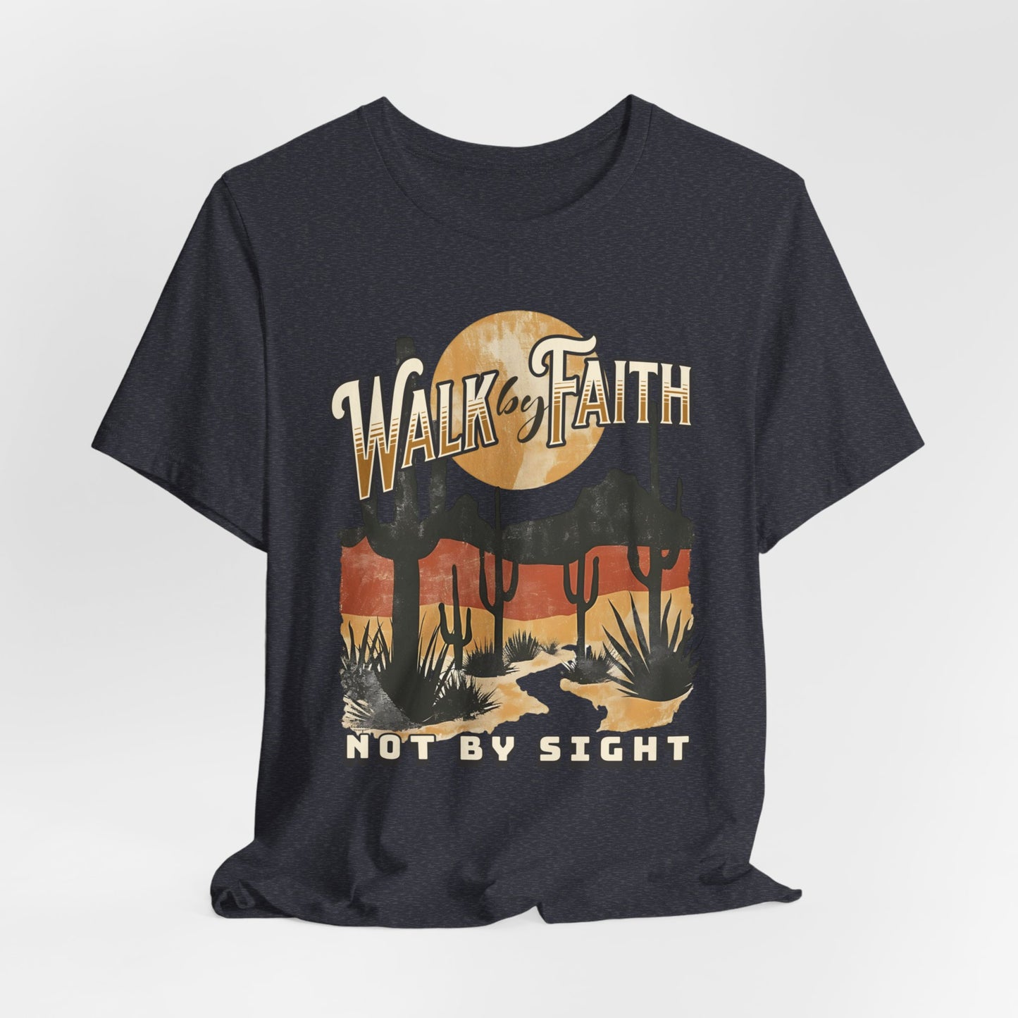 Walk by Faith T-Shirt - Unisex Jersey Short Sleeve Tee, Christian Merch, Christian Streetwear, Faith Based Shirt, Jesus Apparel