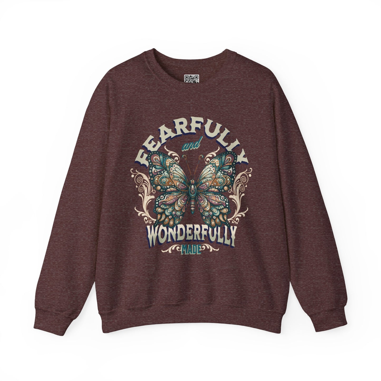 Fearfully and Wonderfully Made Unisex Heavy Blend Crewneck Sweatshirt, Christian Merch, Christian Streetwear, Ministry Shirt, Faith Based Shirt, Jesus Apparel