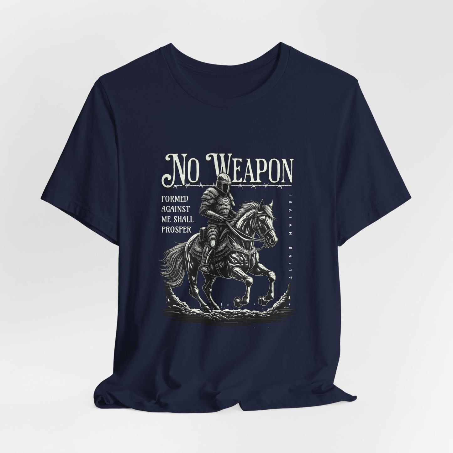 No Weapon Formed Against Me Shall Prosper Unisex Jersey Short Sleeve Tee, Christian Merch, Jesus Loves You, Faith Based Shirt, Christian Apparel, Jesus Apparel