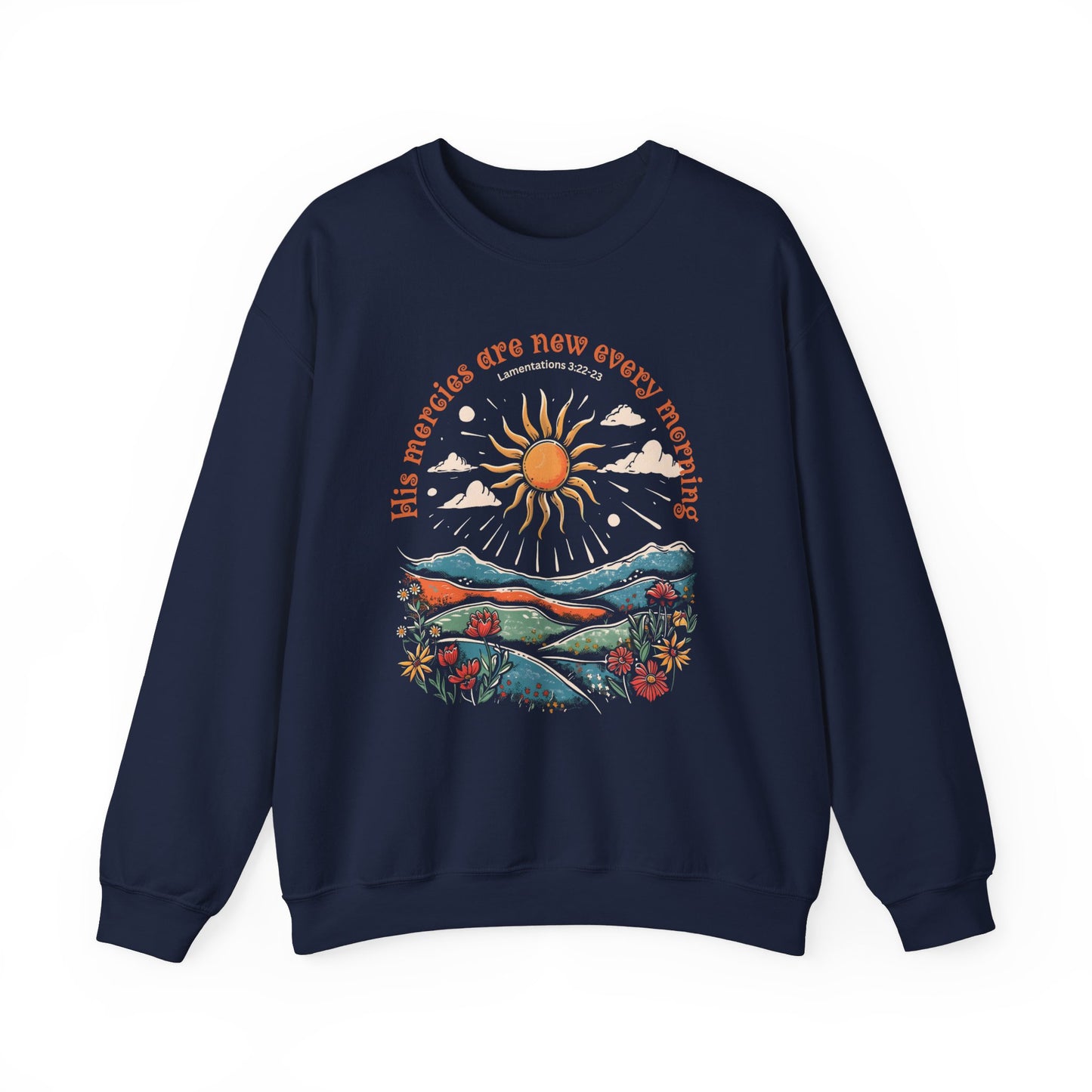His Mercies are New Every Morning Unisex Heavy Blend Crewneck Sweatshirt, Christian Merch, Christian Streetwear, Ministry Shirt, Faith Based Shirt, Jesus Apparel