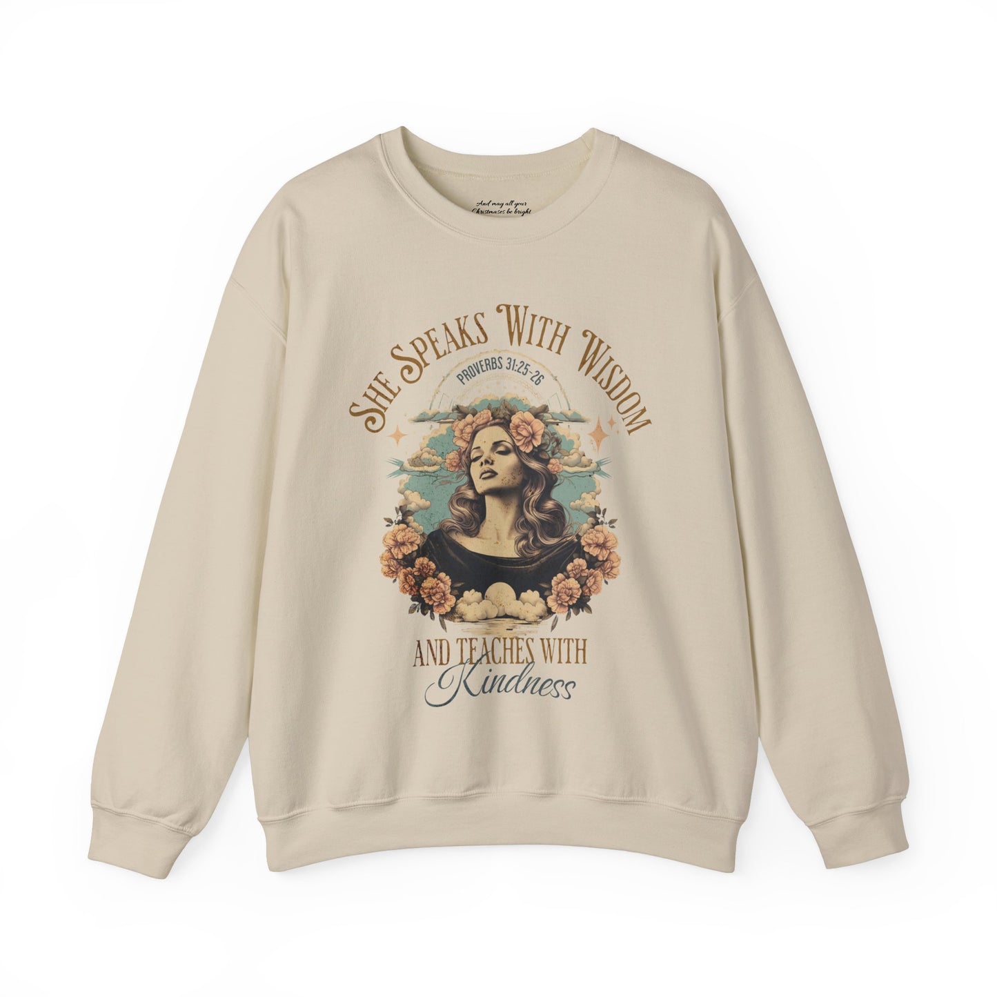 She Speaks with Wisdom Sweatshirt, Unisex Heavy Blend Crewneck, Jesus is the Reason, Jesus is King, Christian Merch, Glory to God