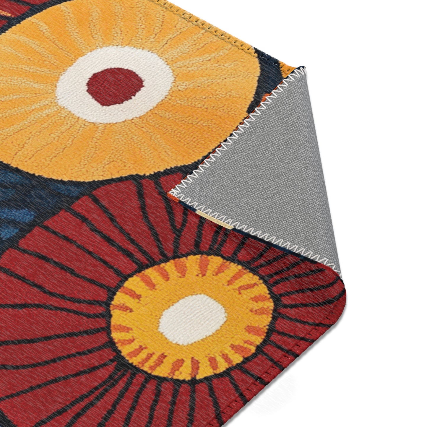 Modern Boho Circle Area Rug, Funky, Colorful, & Unique Area Rugs, Custom Print Rug Bathmat Doormat, 3 Sizes-24x36 in, 36x60 in and 48x72 in