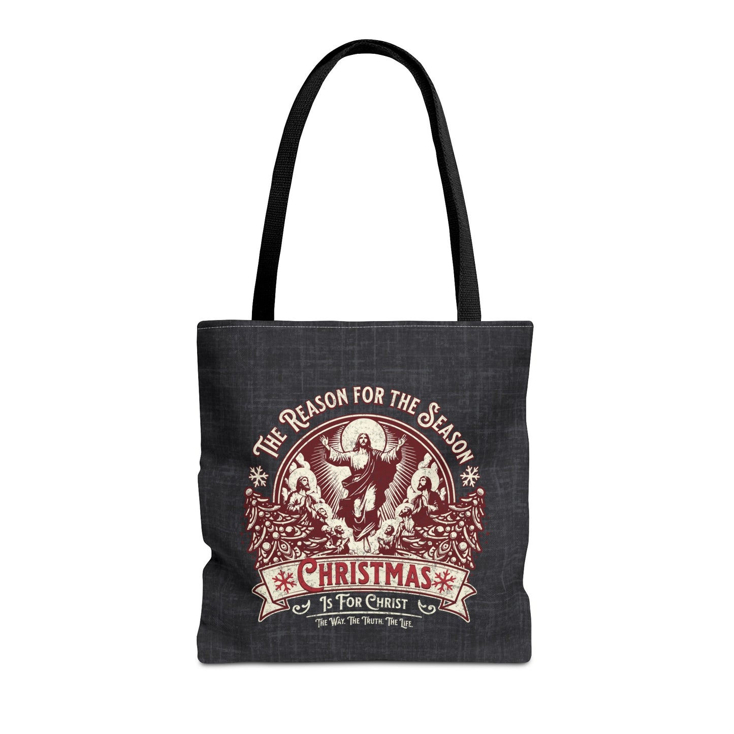 Jesus is the Reason Christmas Tote Bag, Christmas is for Christ, The Way the Truth the Life, Travel Bag, Bible Bag, Gift for Christmas Party, Book Bag, Getaway Bag, Secret Santa Gift