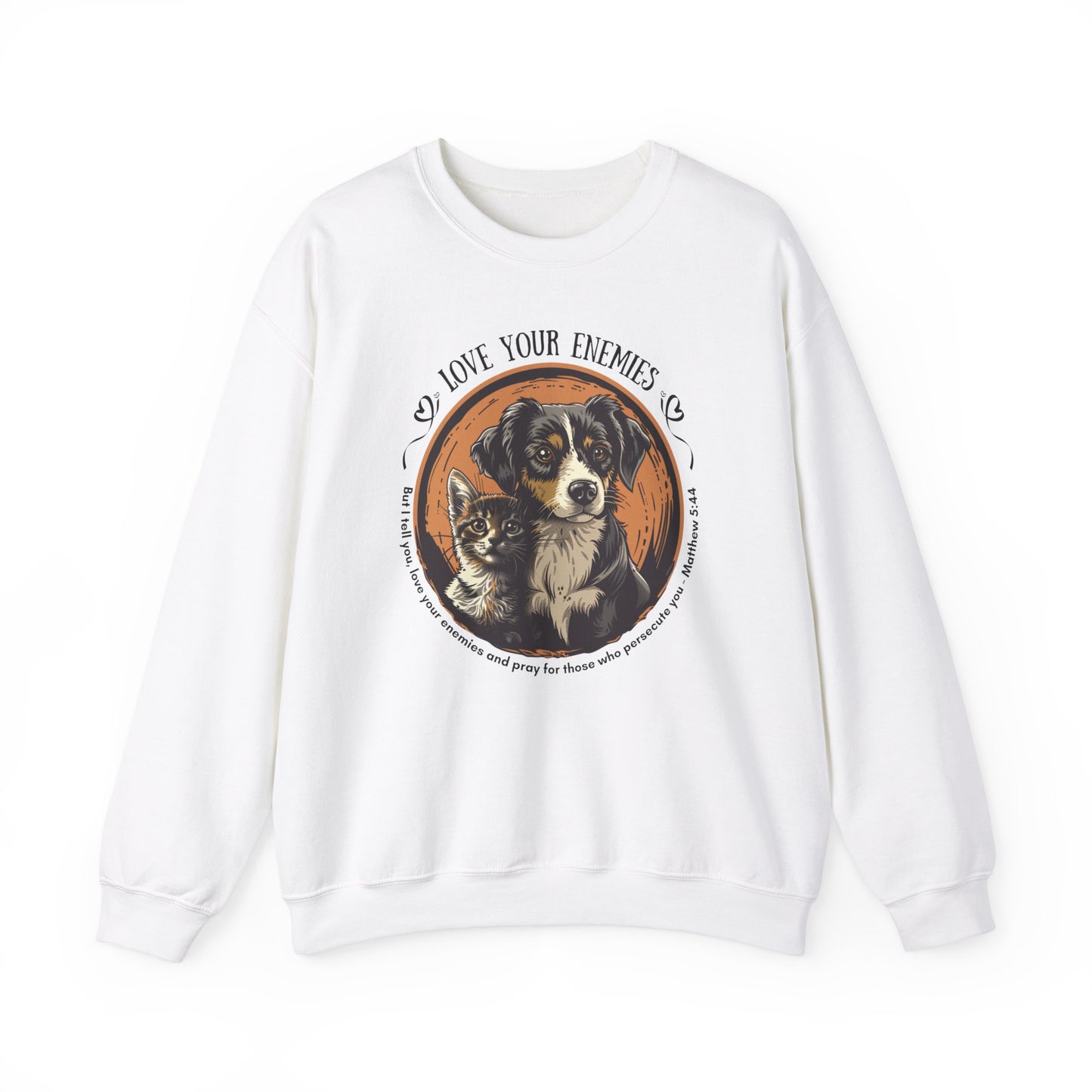 Love Your Enemies Unisex Heavy Blend™ Crewneck Sweatshirt, Christian Merch, Christian Streetwear, Ministry Shirt, Jesus Apparel, Religious Tee, Gift for Church Friend