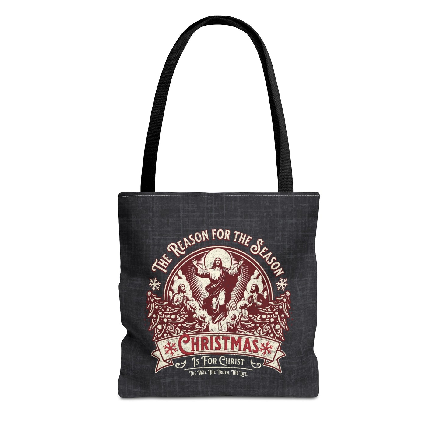 Jesus is the Reason Christmas Tote Bag, Christmas is for Christ, The Way the Truth the Life, Travel Bag, Bible Bag, Gift for Christmas Party, Book Bag, Getaway Bag, Secret Santa Gift